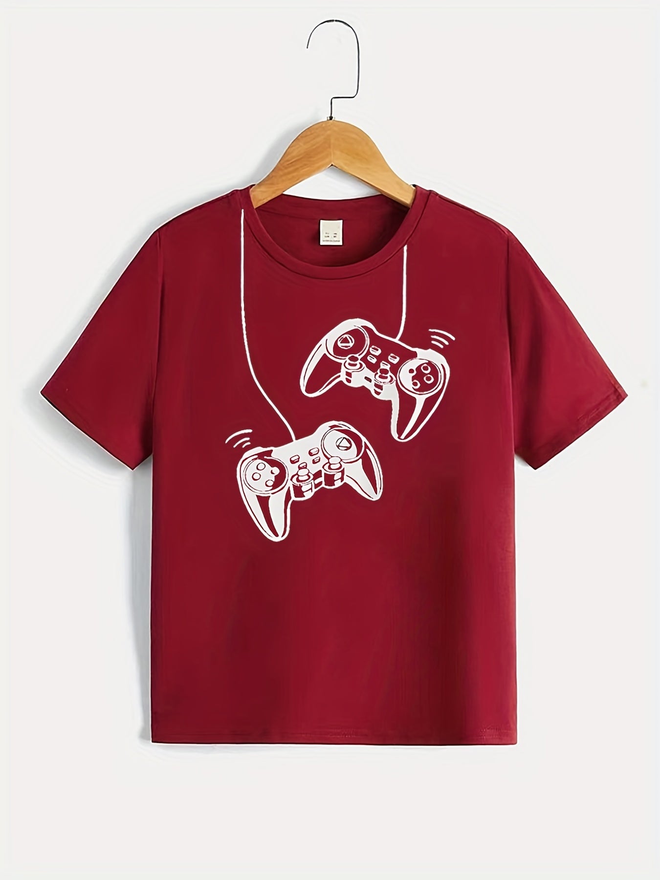 Trendy Gamepad Print Boys Creative T-shirt, Casual Lightweight Comfy Short Sleeve Tee Tops, Kids Clothes For Summer