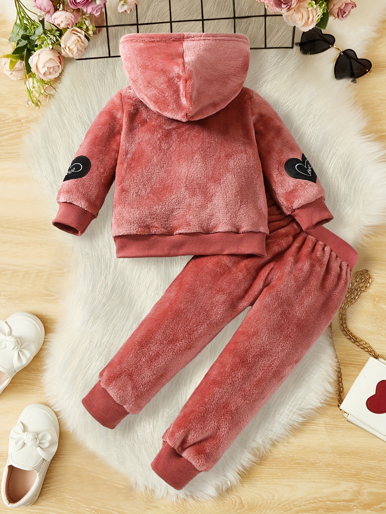 Girls Hoodie & Pants Set With "Princess" Heart Design For Fall Winter New