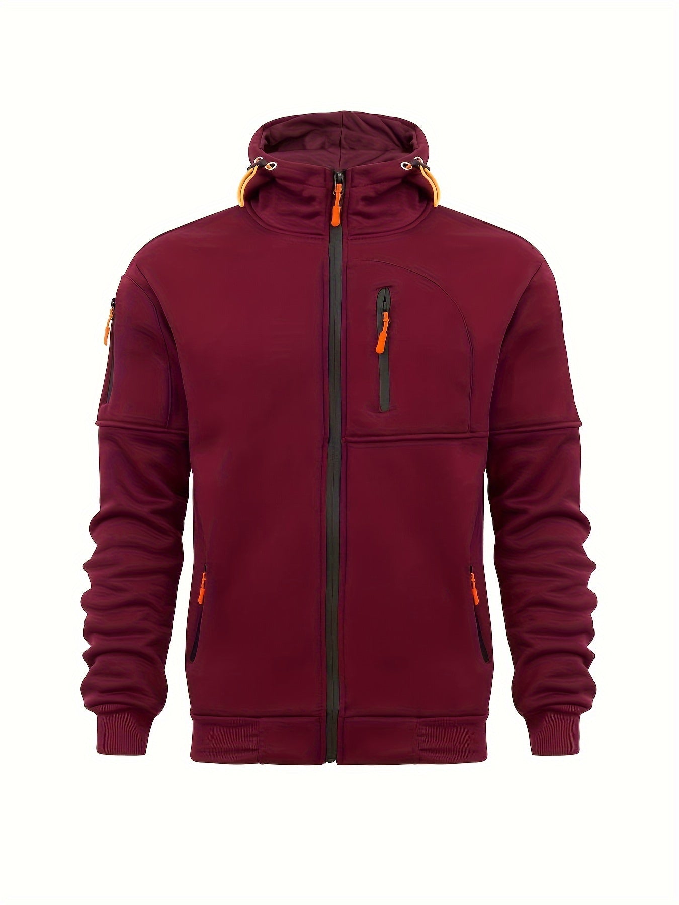 Cross-border New Large Size Men's Autumn And Winter Sports Fitness Jacket Casual Arm Zipper Sweater Cardigan Hooded Jacket