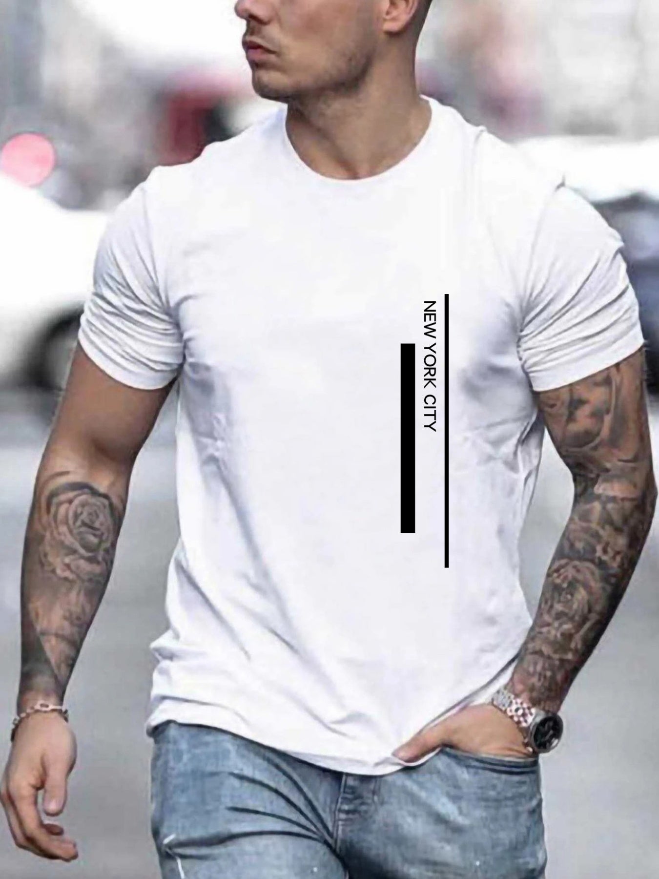 Men's Casual T-shirt With "PEACE" Print, Short Sleeve Crew Neck Tee For Summer
