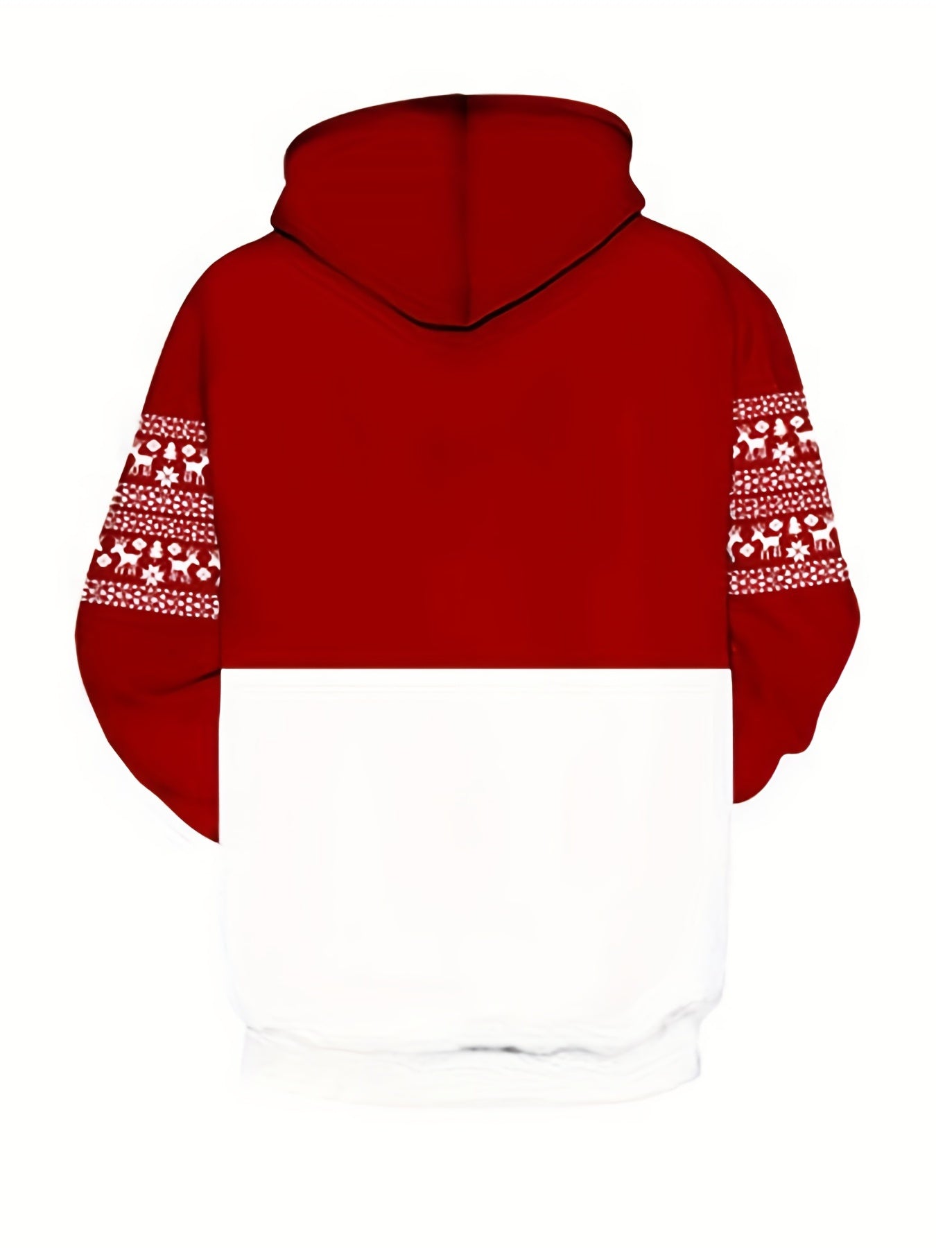 Men's Christmas Elk Print Hoodie, Casual Slightly Stretch Breathable Hooded Sweatshirt Fot Outdoor, Men's Clothing