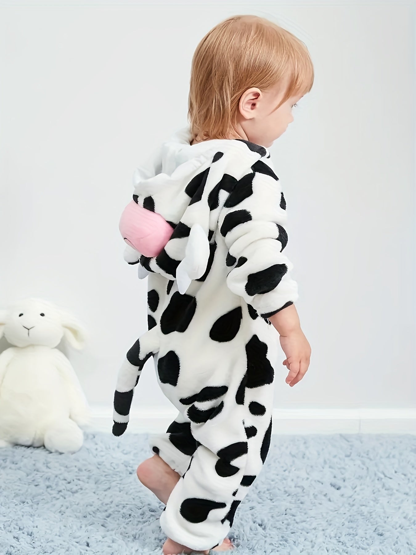 Super Cute Cow Shape Furry Baby Boys Girls Jumpsuit! - Thick Kids Thermal Clothes - Cosplay Halloween Costumes