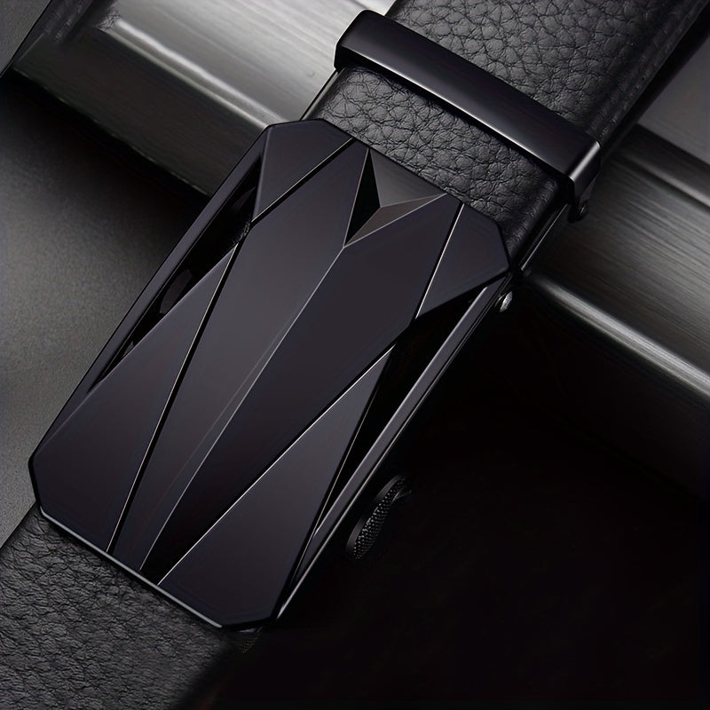 1pc Men's Fashion New Popular Automatic Buckle Leather Belt (Without Gift Box)