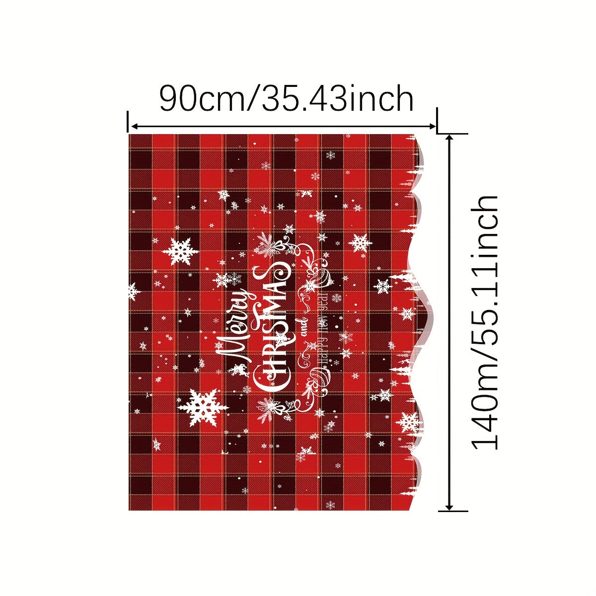 1pc, Polyester Table Cloth, Merry Christmas Table Cover, Red Black Plaid Snowflake Pattern Table Cover, Christmas Atmospheric Tablecloth, Holiday Desktop Decoration Fabric Table Cloth, Home Decoration, Christmas Decor, Gift