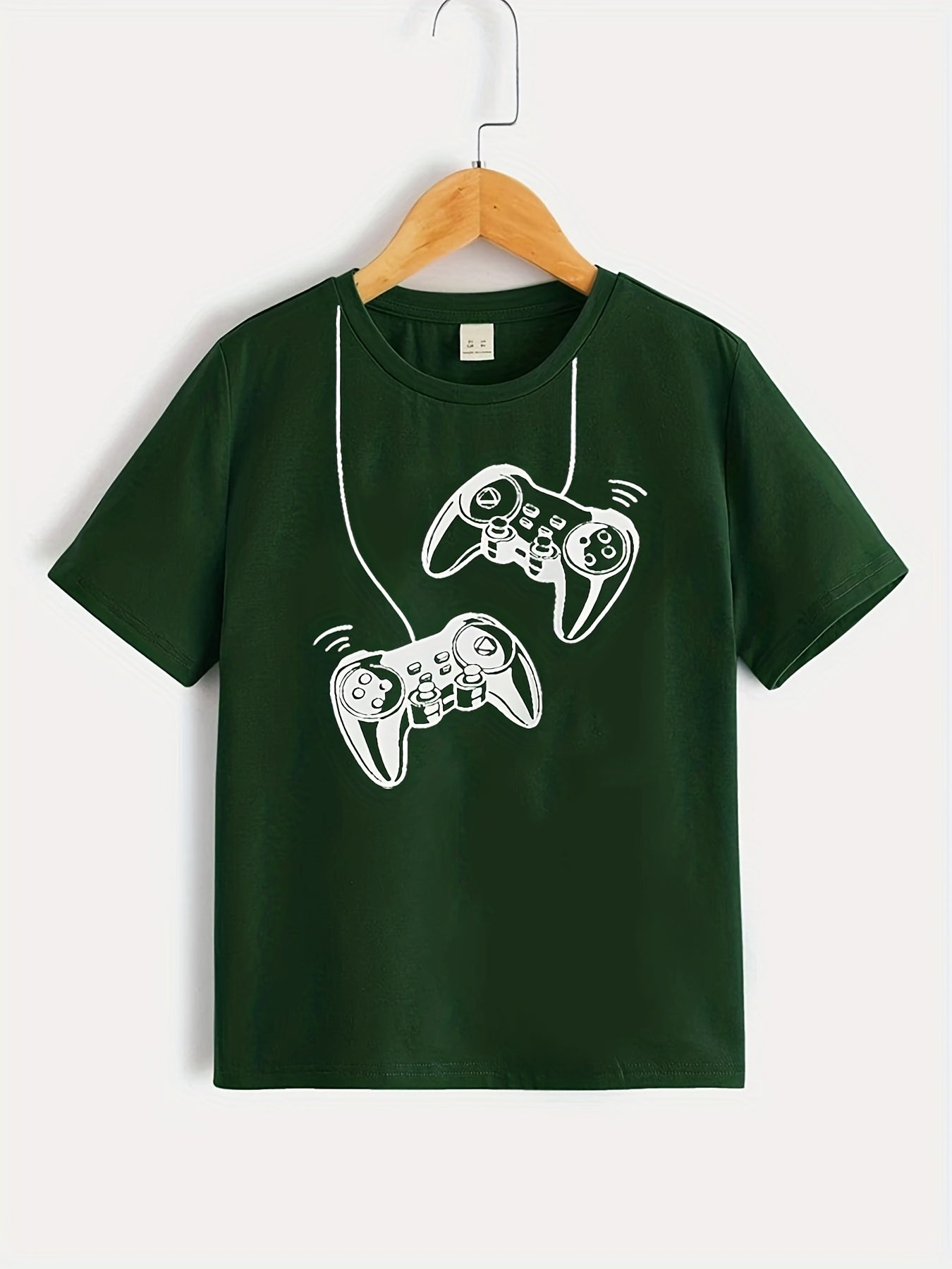 Trendy Gamepad Print Boys Creative T-shirt, Casual Lightweight Comfy Short Sleeve Tee Tops, Kids Clothes For Summer