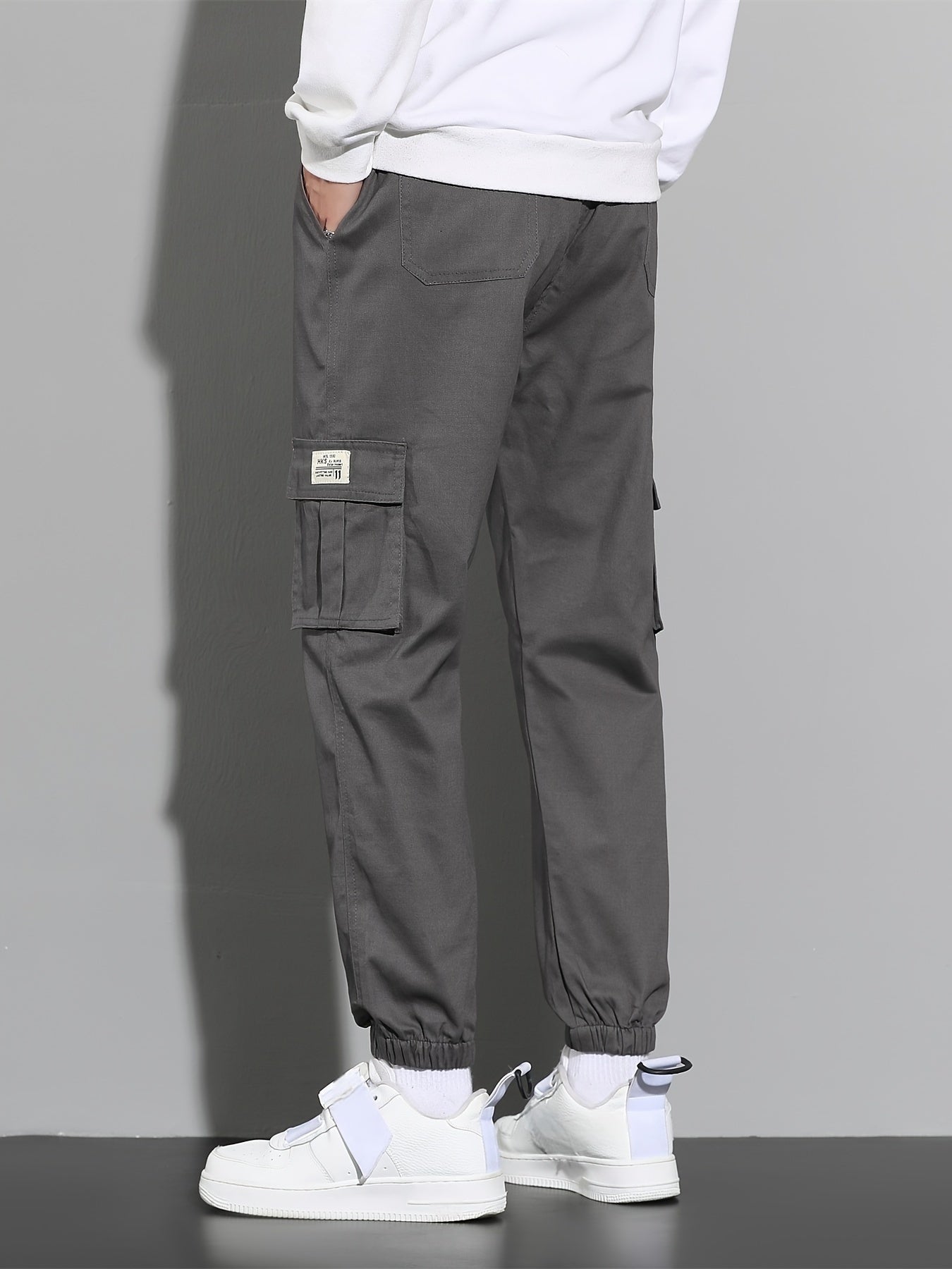 Trendy Solid Cargo Pants, Men's Multi Flap Pocket Trousers, Loose Casual Outdoor Joggers Pants, Men's Work Pants Outdoors Streetwear Hip Hop Style