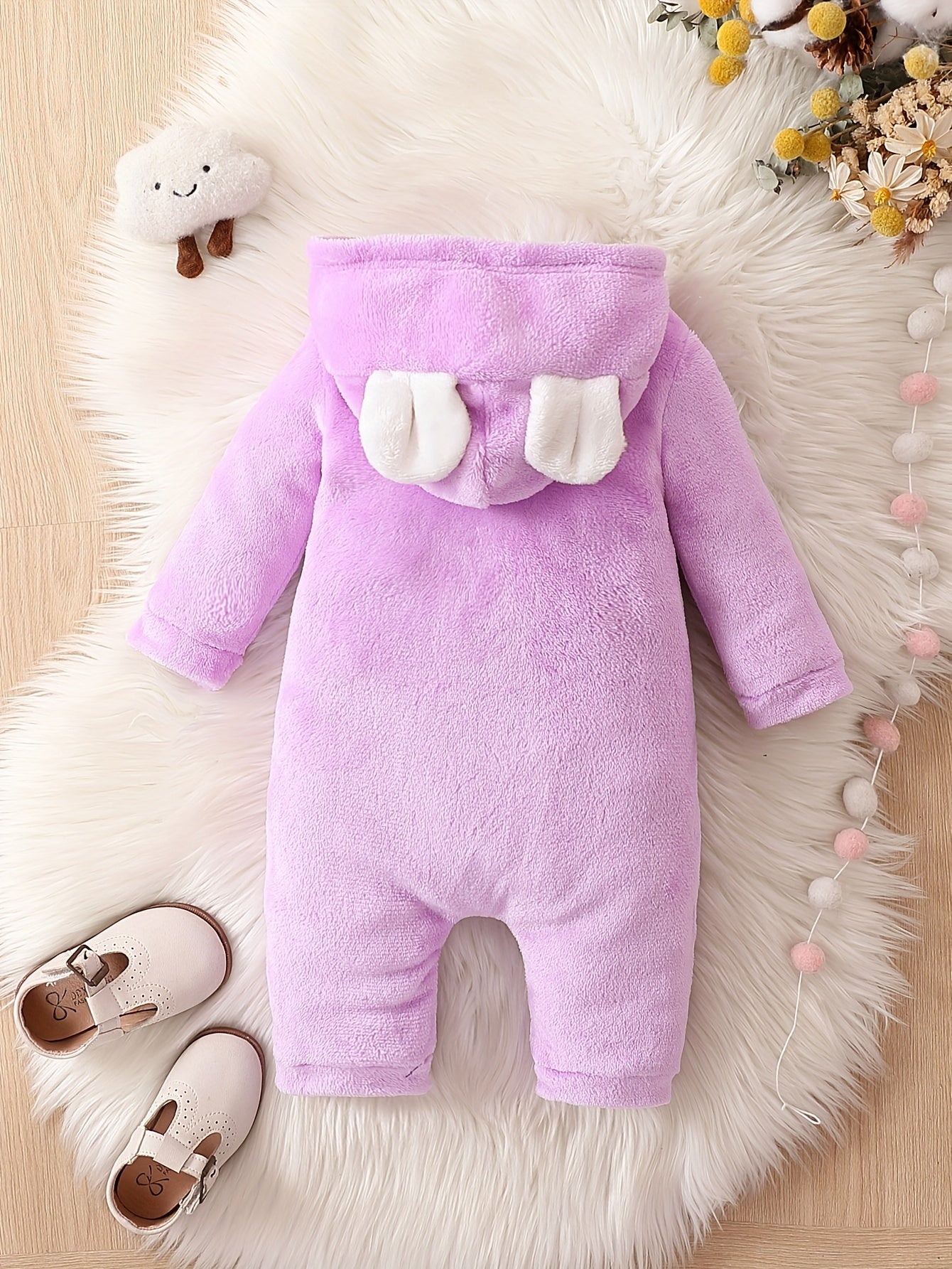 Girls Onesie Autumn And Winter Flannel Cloud Embroidery Cute Baby Romper Infant Baby Warm Creeper Newborn Clothes