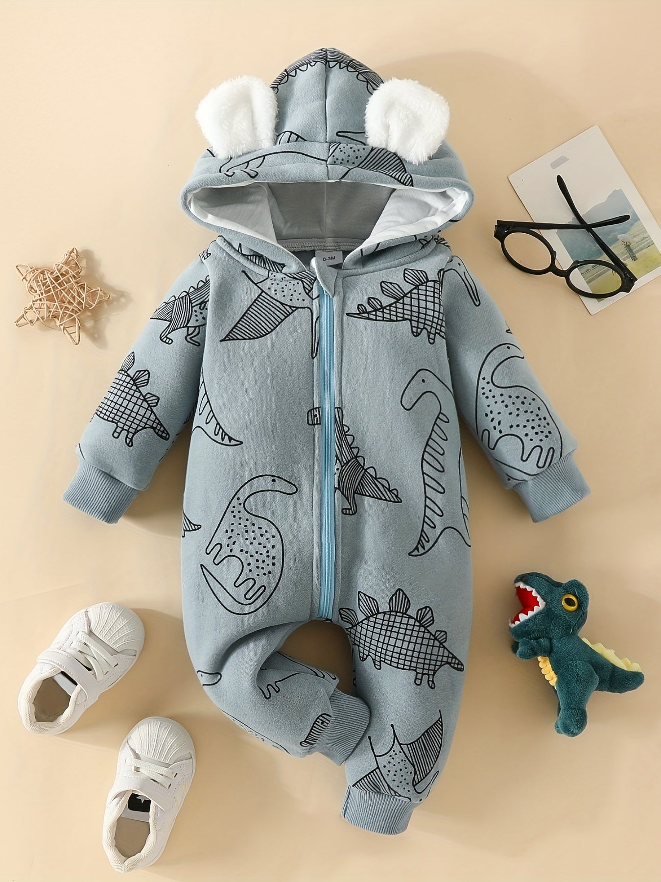 Baby Super Cute Bowknot Hooded Long Sleeve Sweatshirt Bodysuit,  Zipper Warm Outwear Hoodie, Christmas Romper Gift