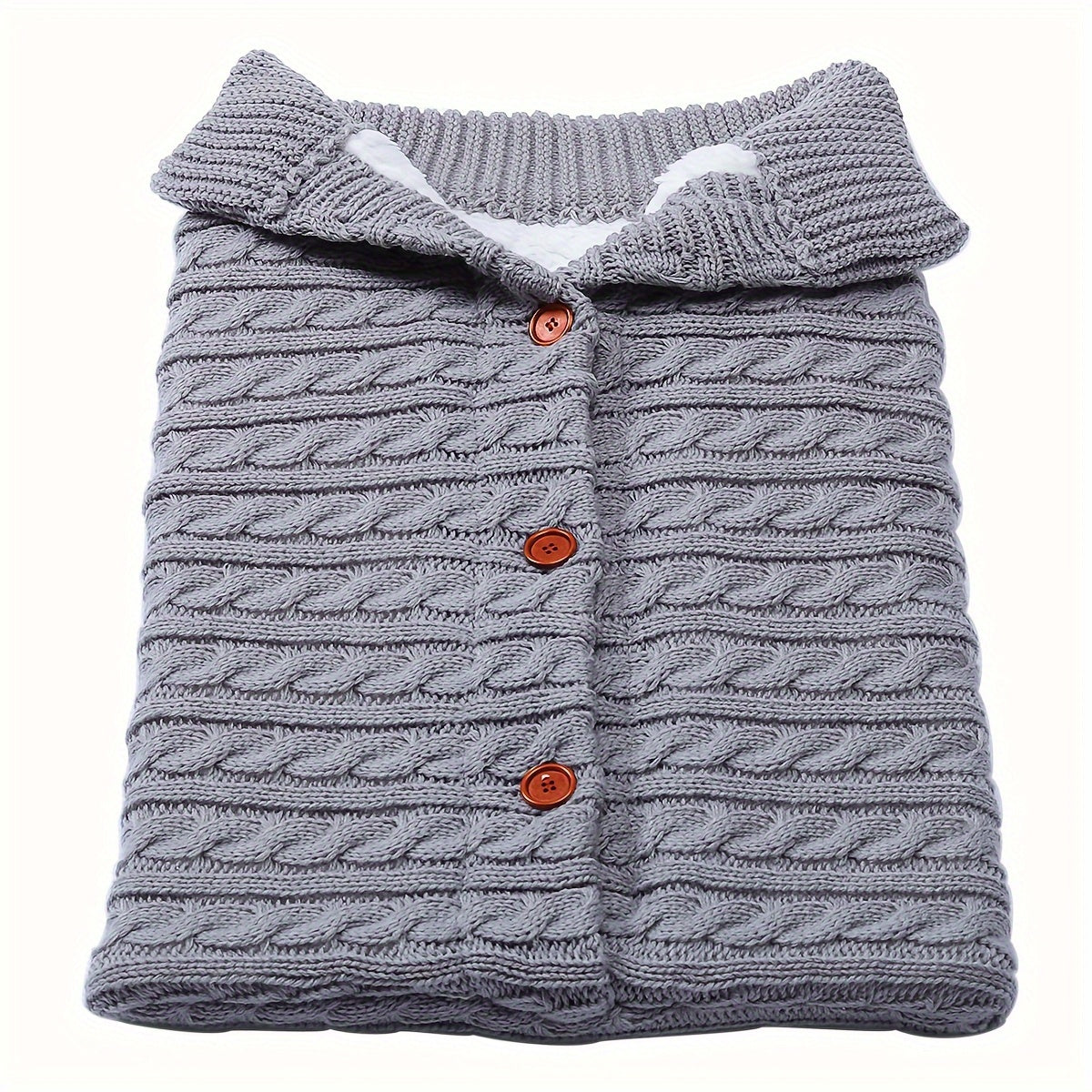 1pc Sleeping Bag, For Stroller Outdoor Use, Knitted Button Sleeping Bag, For Autumn And Winter, With Pile And Thick Blanket