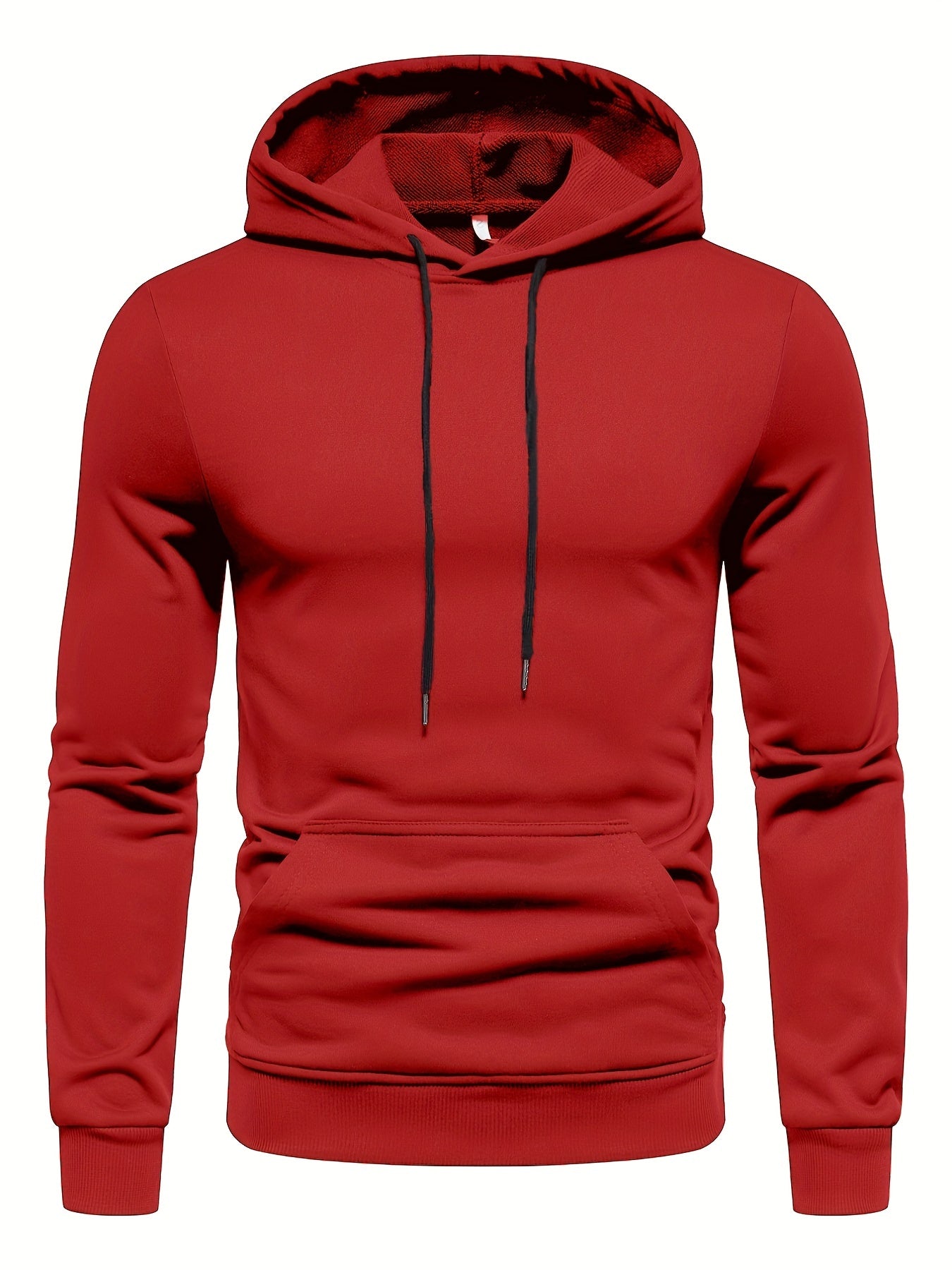 Men's Long Sleeve Solid Hoodies Street Casual Sports And Fashionable With Kangaroo Pocket Sweatshirt,Suitable For Outdoor Sports,For Autumn And Winter, Fashionable And Versatile