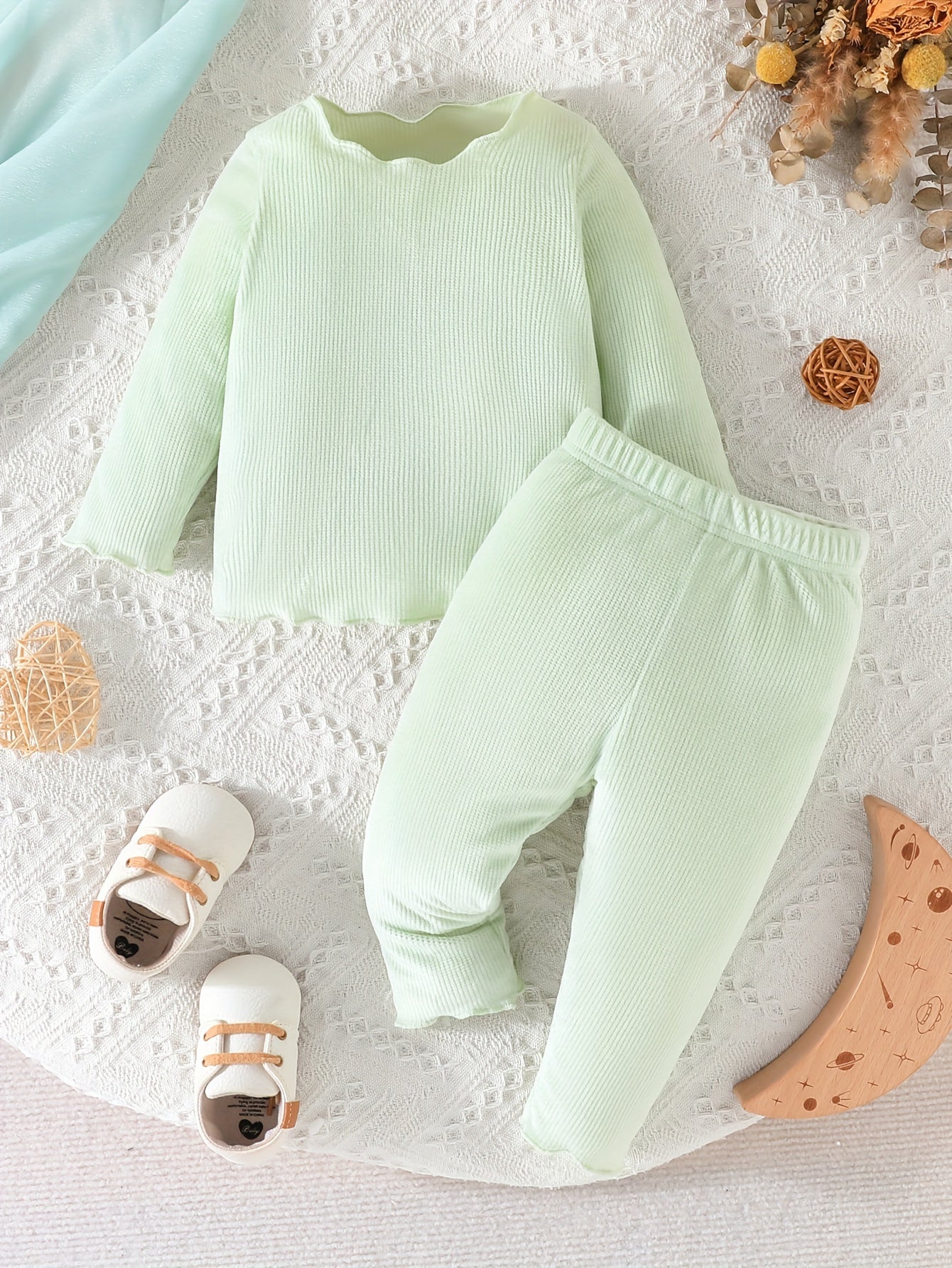 Toddler Baby Girls Simple Long Sleeve Top & Pants Set For Spring And Autumn