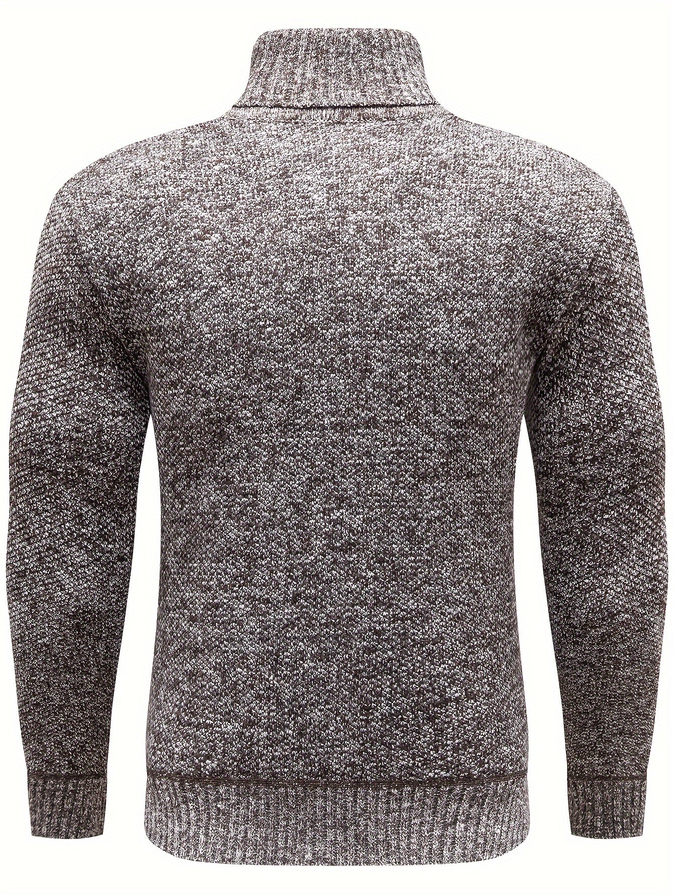 Turtle Neck Knitted Solid Sweater, Men's Casual Warm Slightly Stretch Pullover Sweater For Fall Winter