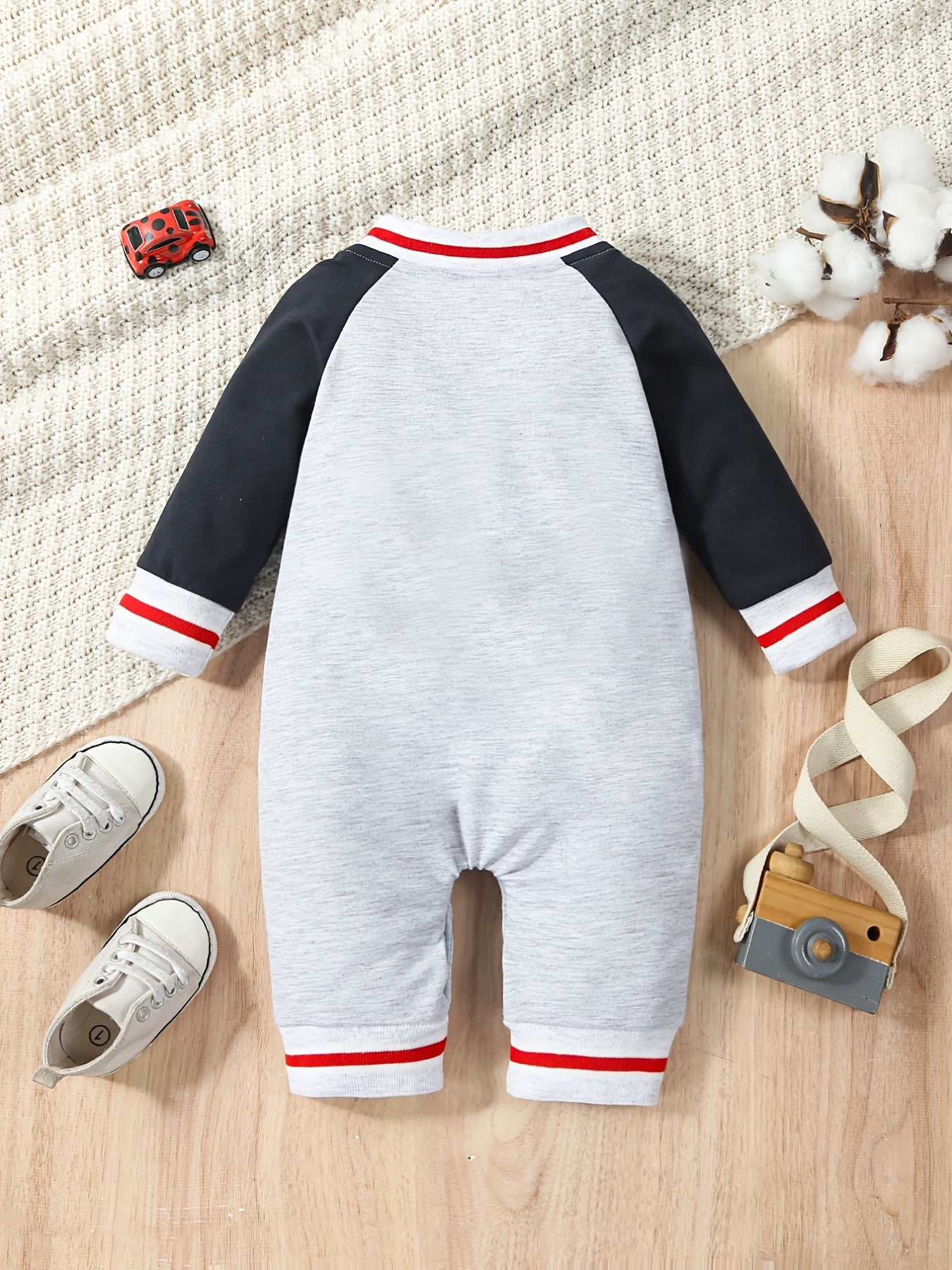 Baby Boy's Cute Thermal Romper With Letter Print For Spring Fall Party
