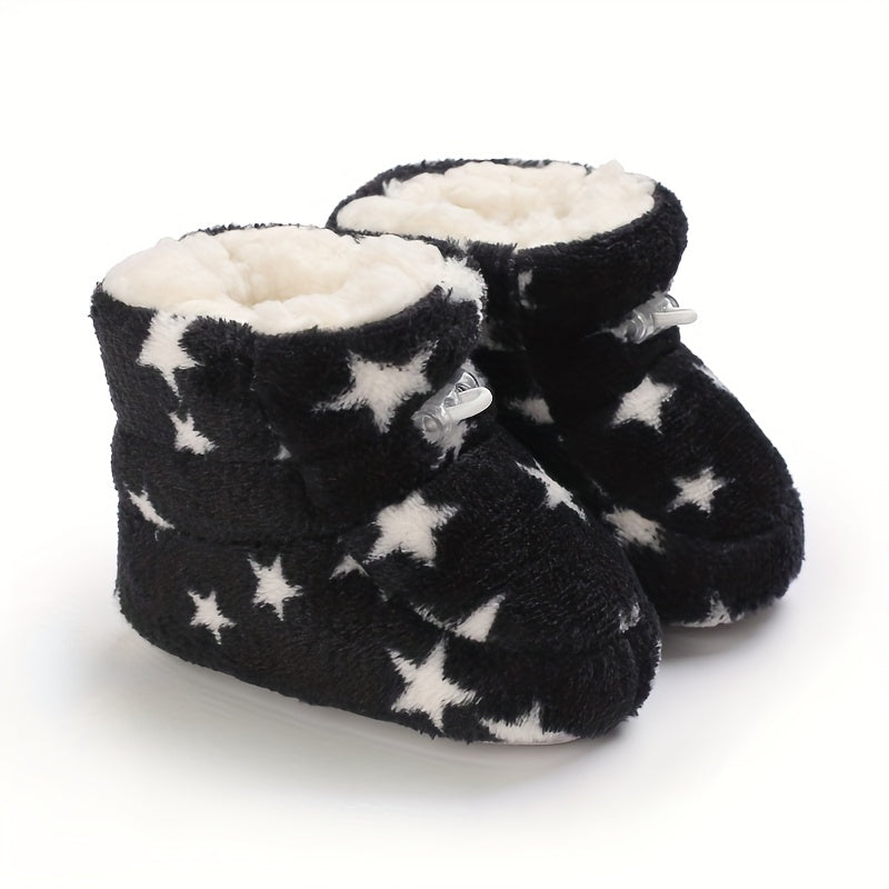 Comfortable Boots For Baby Boys And Girls, Soft Warm Plus Fleece Boots For Indoor Walking, Winter