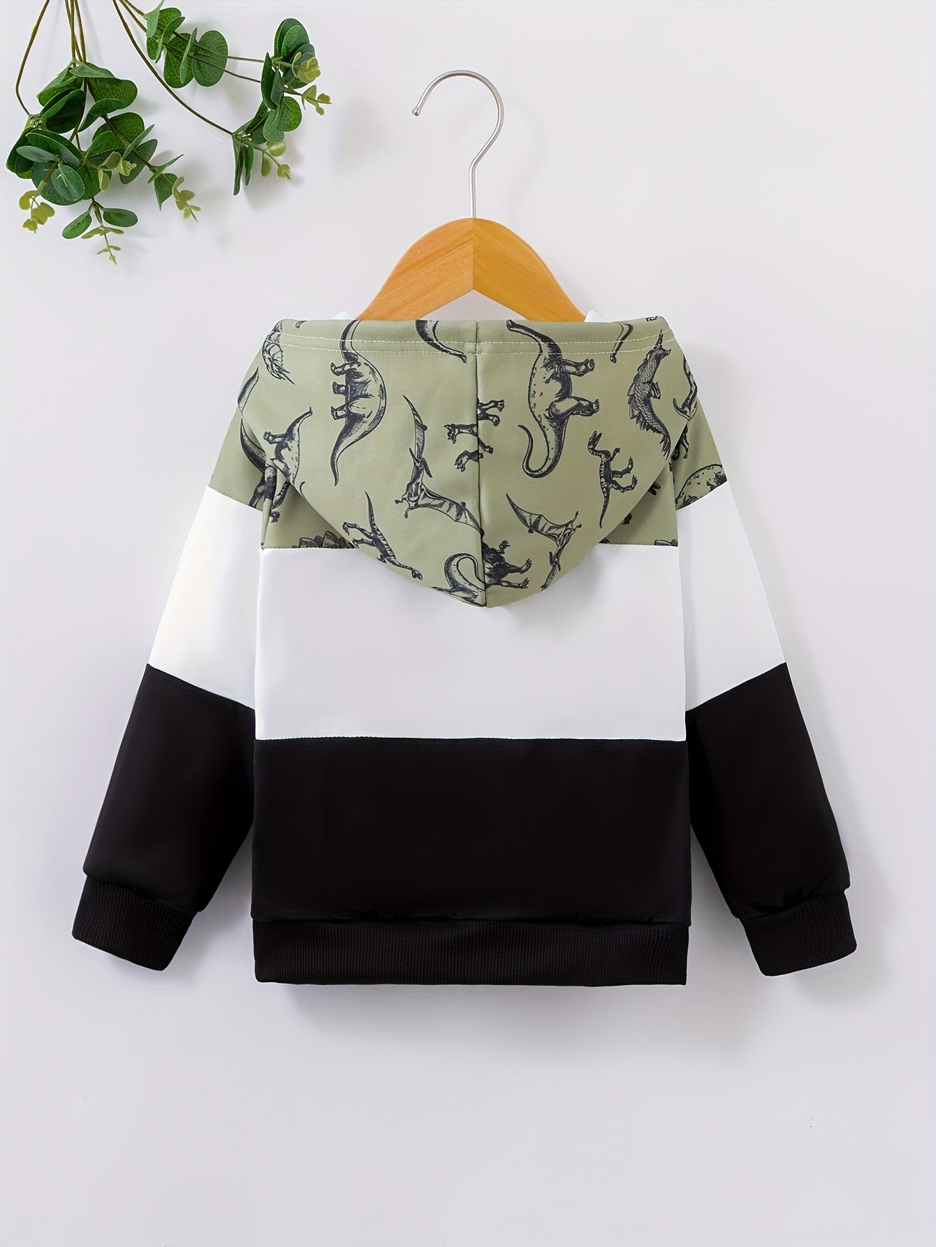 Stylish Color Block Dinosaur Print Boys Casual Pullover Long Sleeve Hoodies, Boys  Sweatshirt For Spring Fall, Kids Hoodie Tops Outdoor