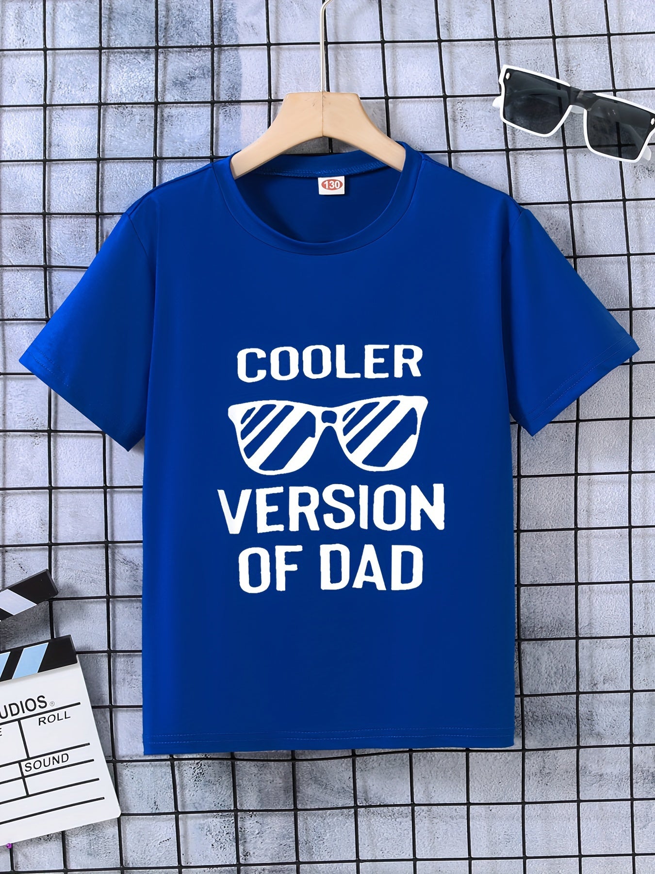 COOLER VERSION OF DAD Letter Print Boys Creative T-shirt, Casual Lightweight Comfy Short Sleeve Tee Tops, Kids Clothes For Summer
