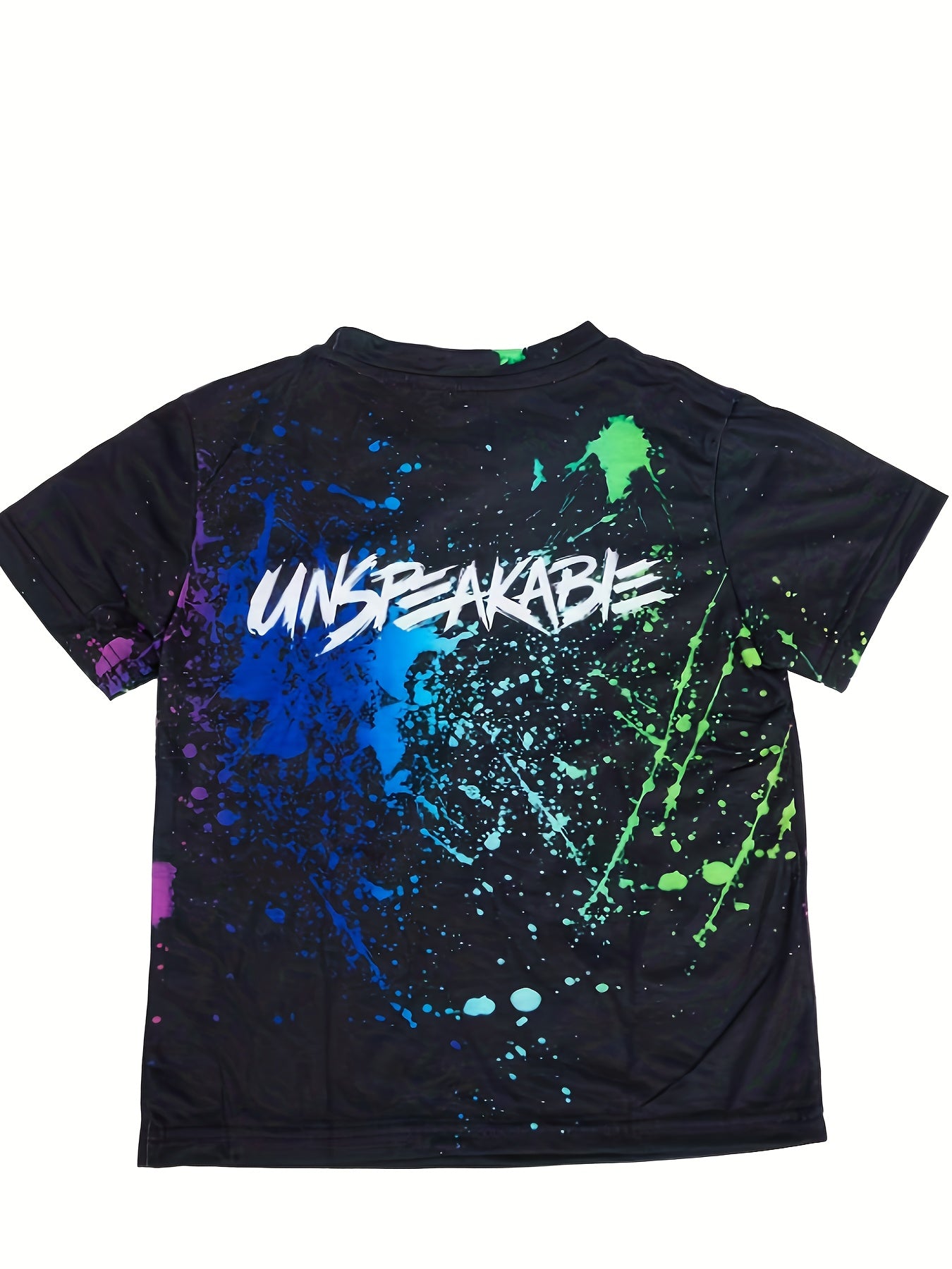 UNSPEAKABLE Print T-shirt For Cool Kids! Casual Short Sleeve Top, Unisex Tee, Girl's & Boy's Clothes For Summer