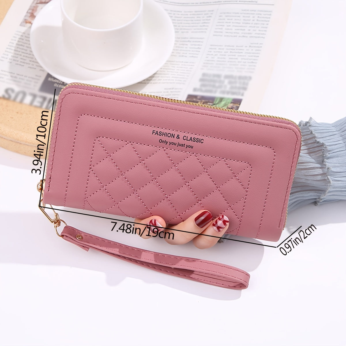 Large-capacity Simple Long Wallet, Faux Leather Zipper Purse, Casual Multifunctional Clutch Bag