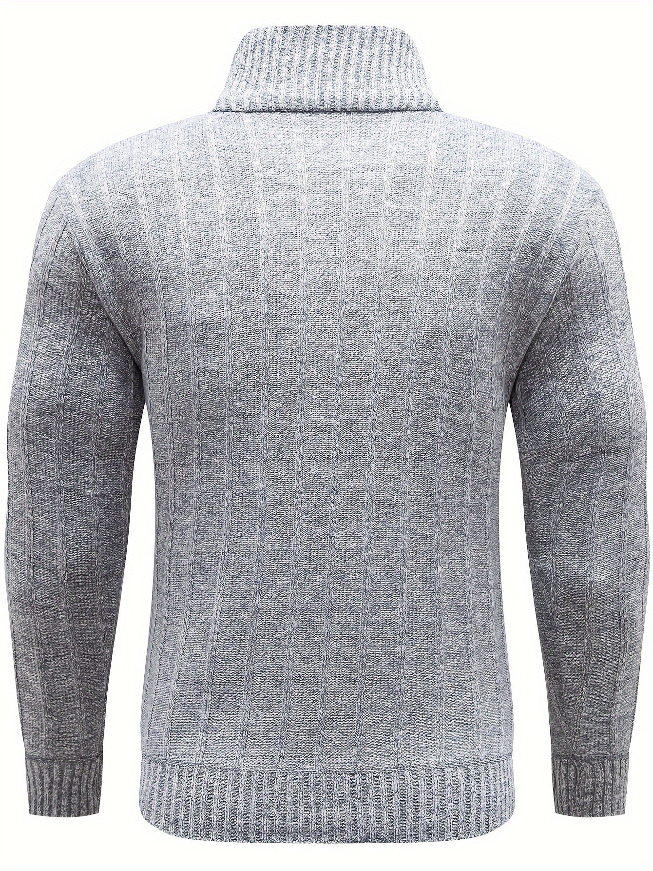 Father's Day Gift  2023 Turtle Neck& Stand Collar Knitted Sweater, Men's Casual Warm Mid Stretch Herringbone Pullover Sweater For Spring Fall