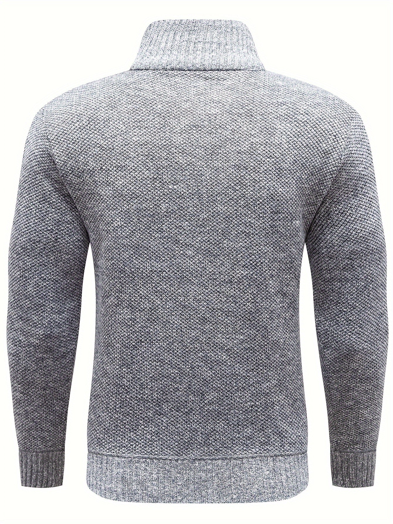Chic Knit Sweater, Men's Casual Lapel Slightly Stretch V-Neck Pullover Sweater For Men Winter Fall