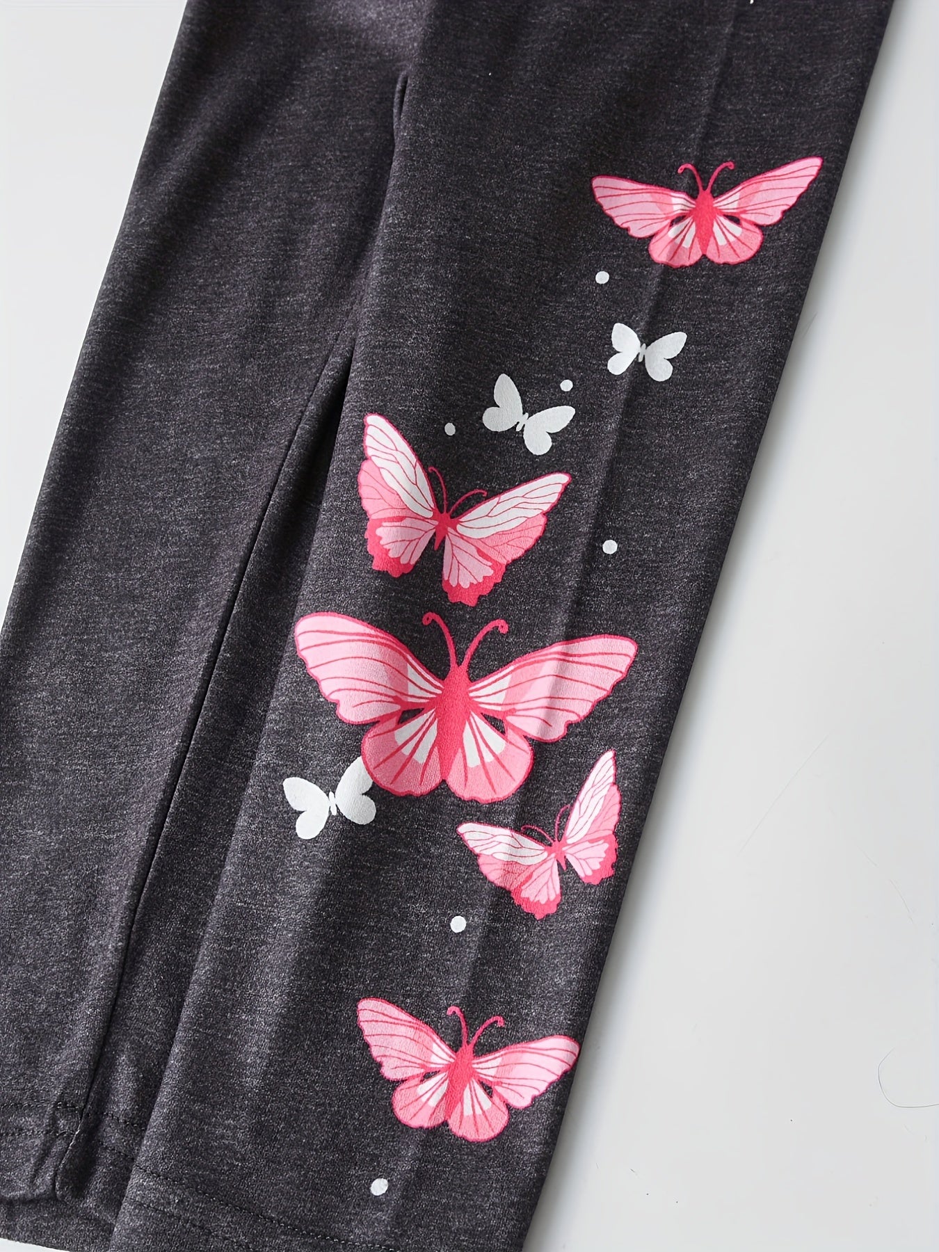 Girls Butterfly Graphic Leggings Slim Stretch For Spring/autumn