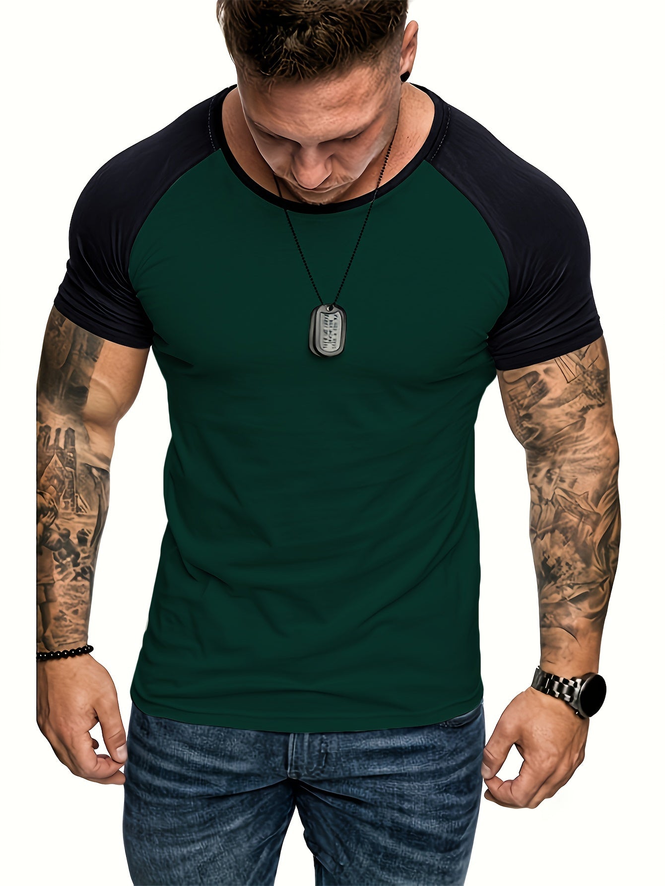 Men's Raglan Sleeve T-shirt, Men's Summer Fitness Clothes, Men's Outfits