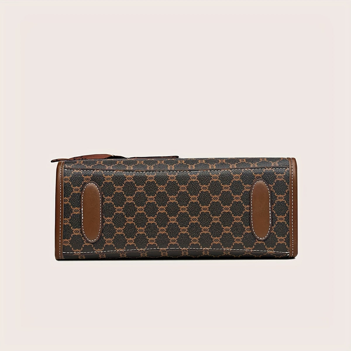 Women's 3 Pcs Classic Elegant Bag Set : Retro Geometric Pattern Tote Bag With Scarf Decor, Buckle Decor Square Purse & Credit Card Case