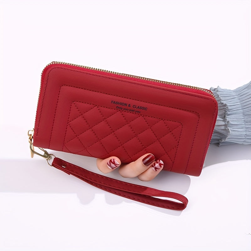 Large-capacity Simple Long Wallet, Faux Leather Zipper Purse, Casual Multifunctional Clutch Bag