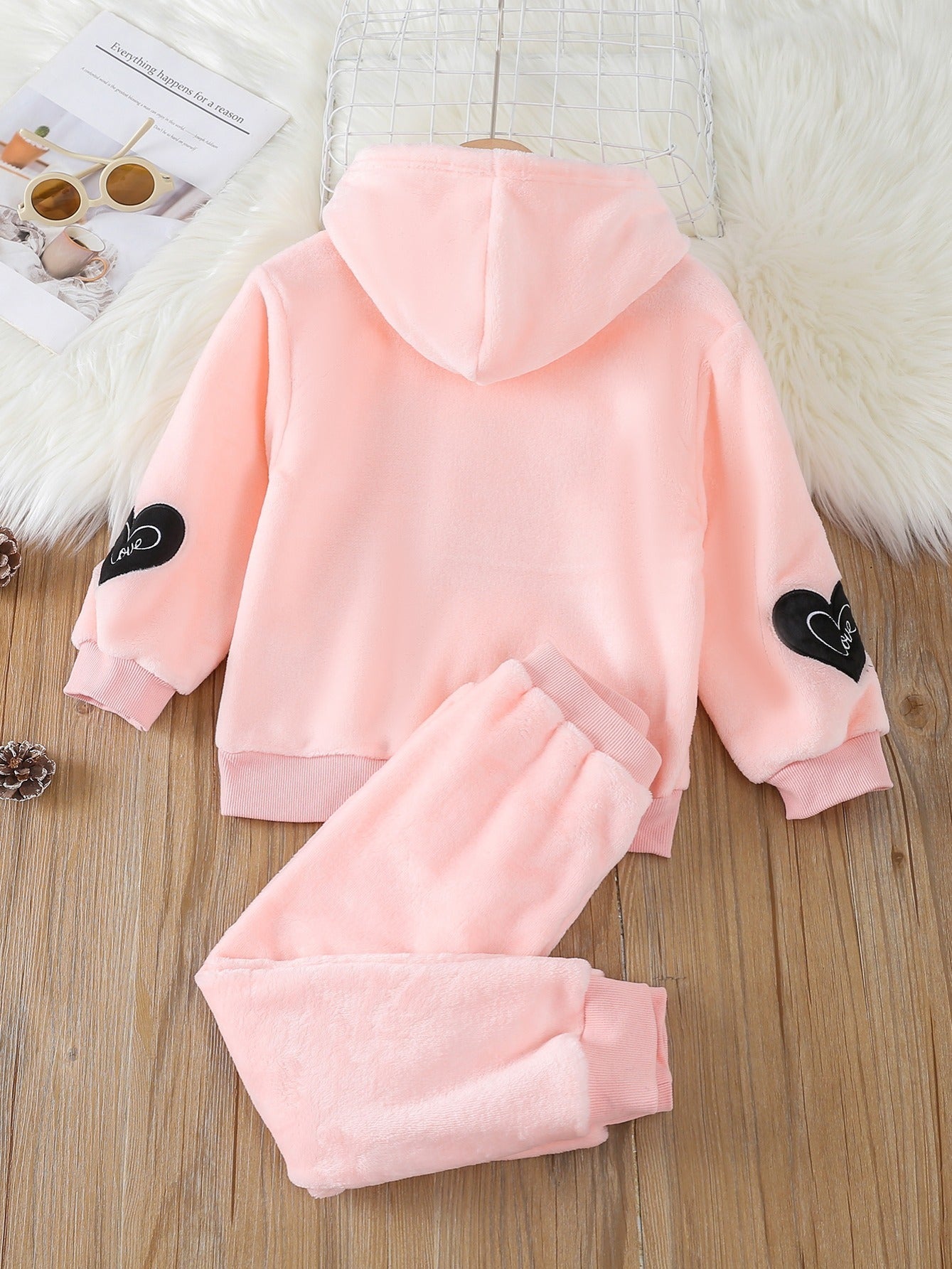 Girls Hoodie & Pants Set With "Princess" Heart Design For Fall Winter New