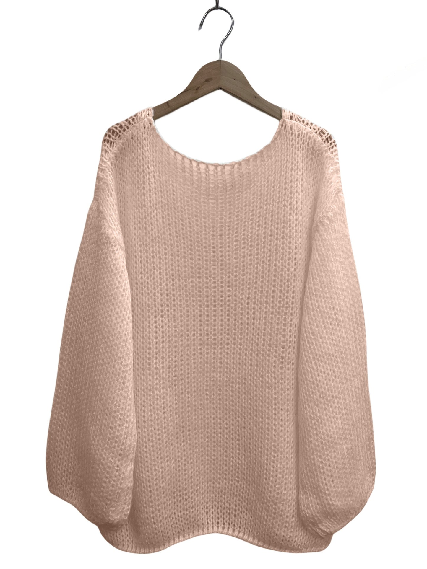 Solid V Neck Pointelle Knit Sweater, Casual Long Sleeve Loose Sweater, Women's Clothing