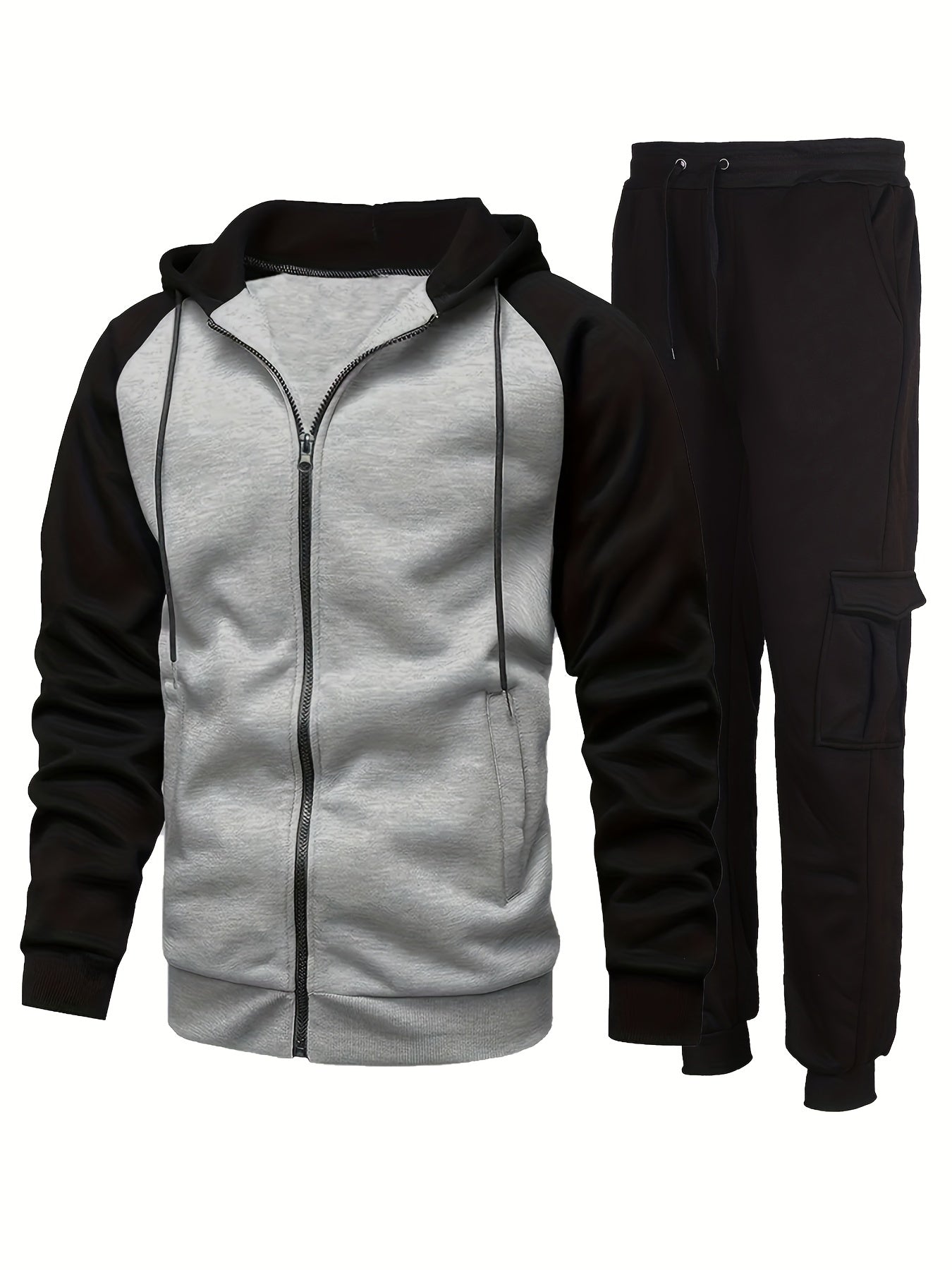 Classic Men's Athletic 2Pcs Tracksuit Set Casual Full-Zip Sweatsuits Long Sleeve Hoodie And Jogging Pants Set For Gym Workout Running