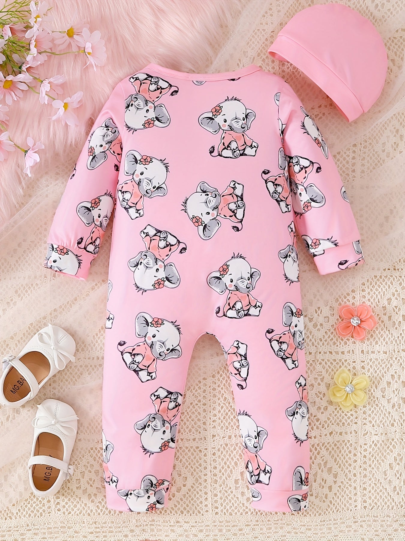 Infant Baby Girl Colorful Cartoon Print Cute Romper, Newborn Long Sleeve Casual Bodysuit