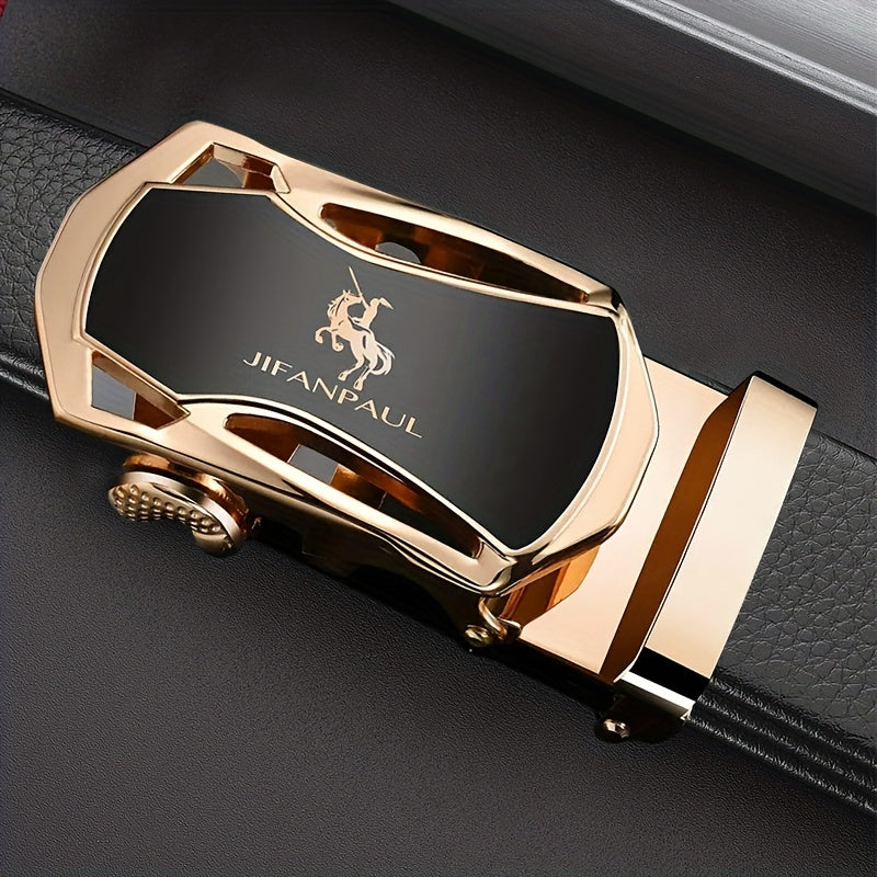 1pc Men's Fashion PU Automatic Buckle Belt For Wedding Daily (Without Gift Box)