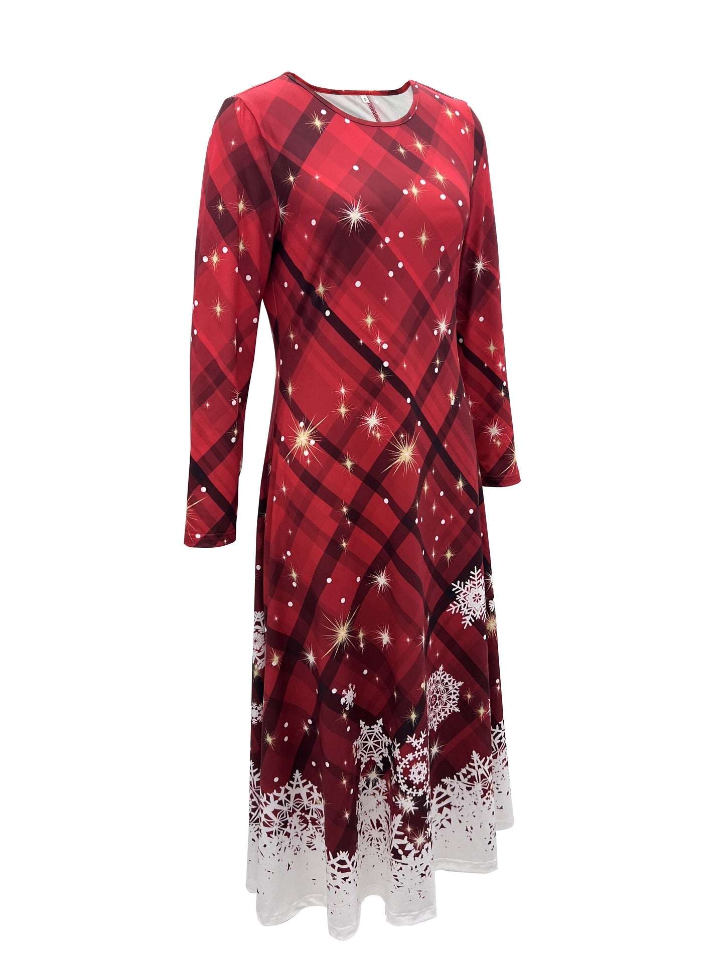 Christmas Graphic Print Dress, Casual Long Sleeve Crew Neck Dress, Women's Clothing