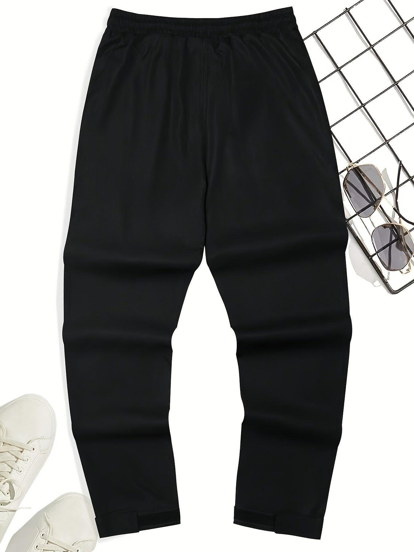 Men's Trendy Tapered Pants, Casual Stretch Waist Drawstring Joggers With Pockets