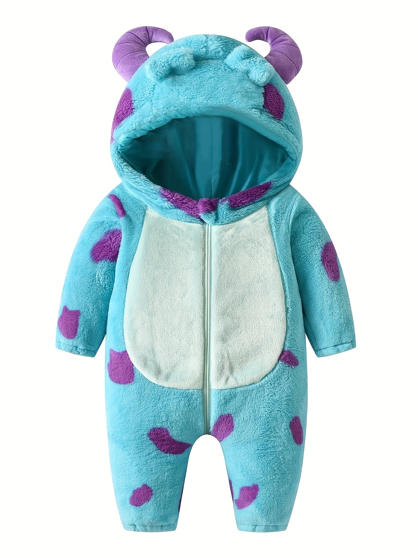 Little Monster Single Layer Cute Hooded  Bodysuit, Toddler Baby's Zip Up Party Cosplay Jumpsuit