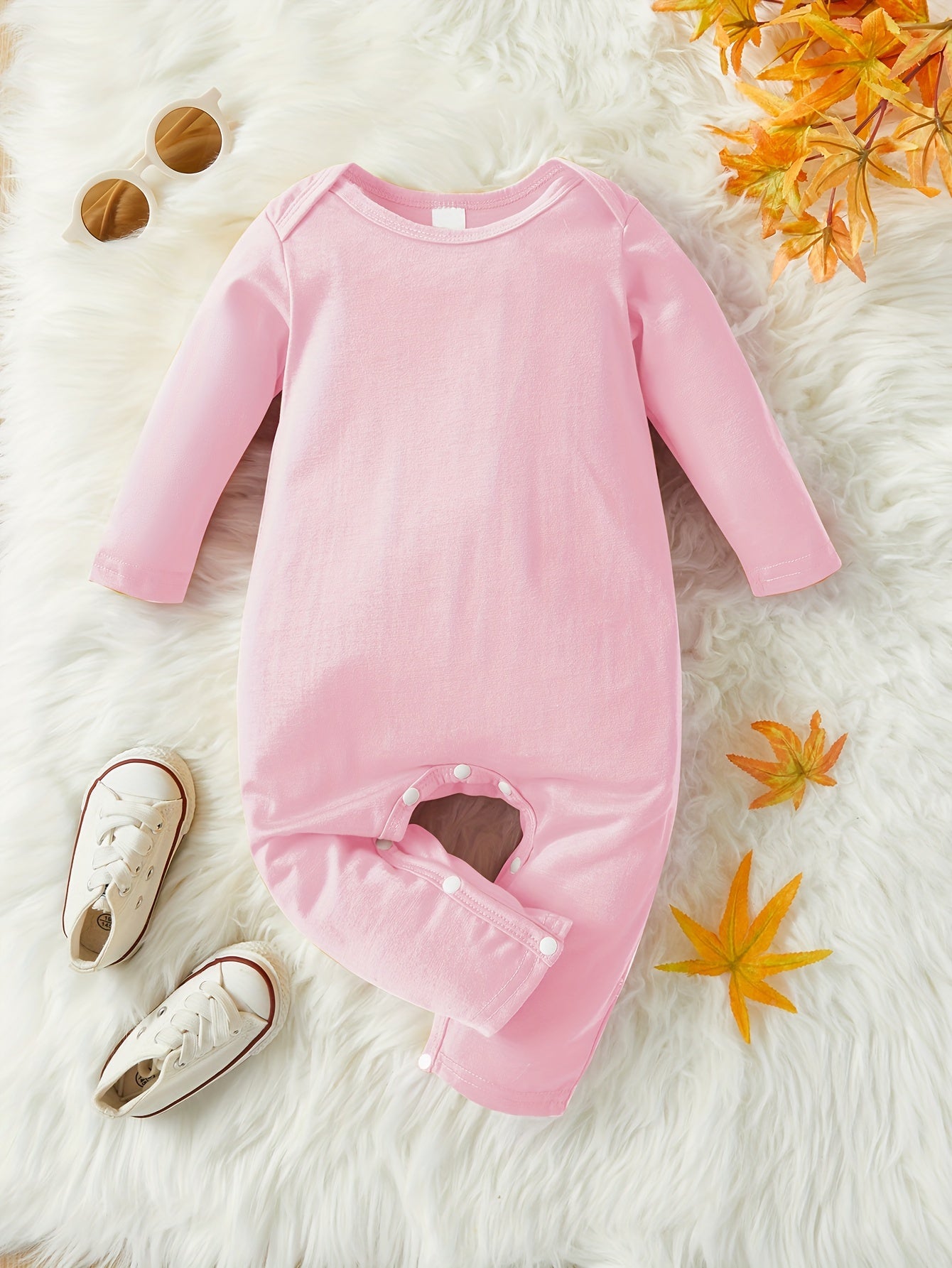 Baby Toddler's Basic Romper, Long Sleeve Casual Triangle Jumpsuit