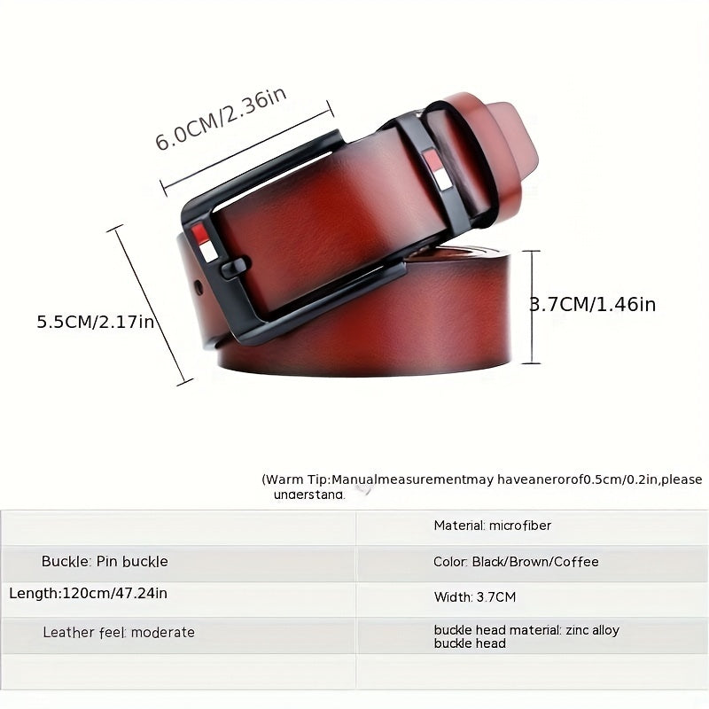 Men's Casual  Leather Belt Vintage Pin Buckle Men's Antique Belt