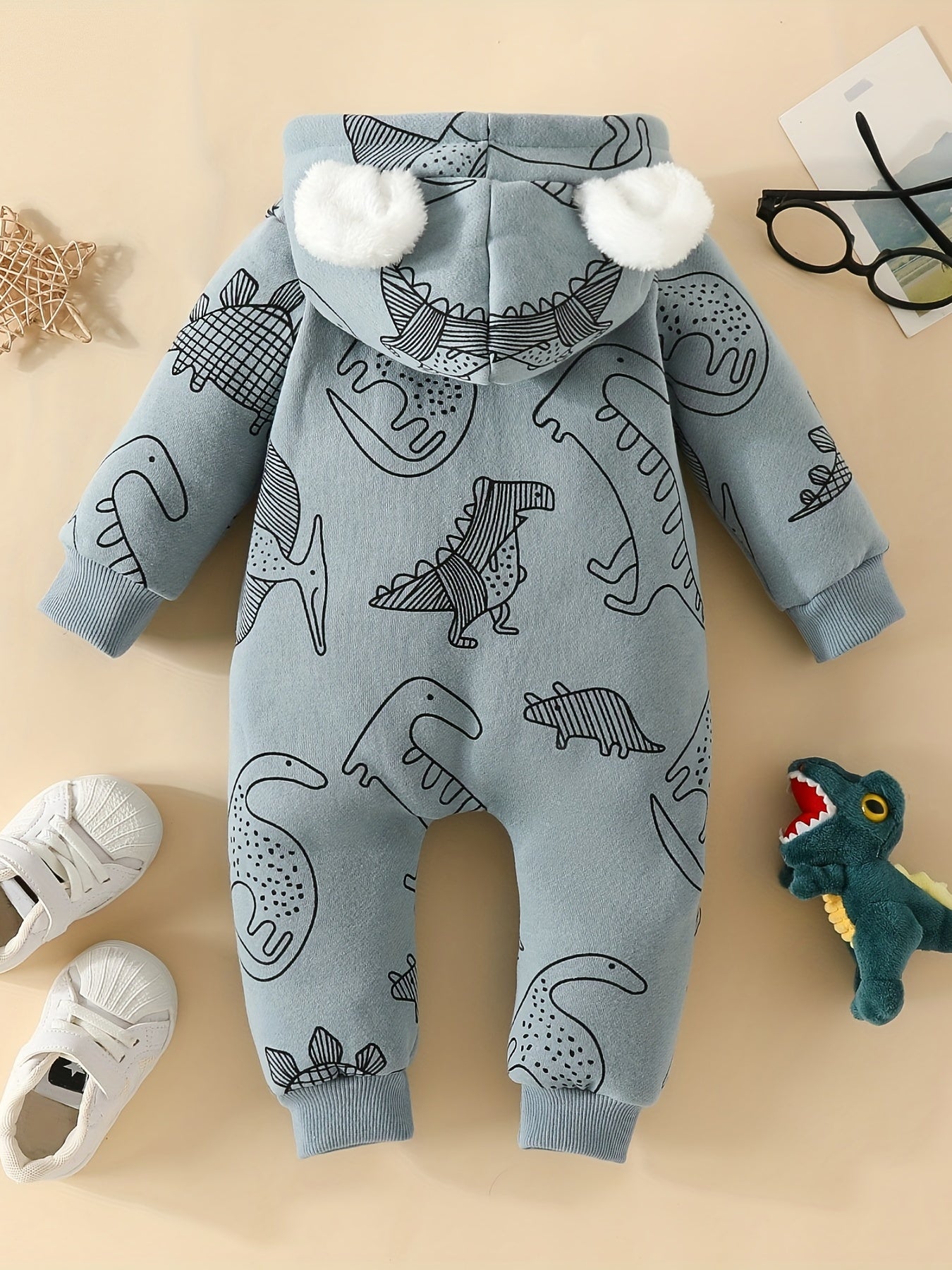 Baby Super Cute Bowknot Hooded Long Sleeve Sweatshirt Bodysuit,  Zipper Warm Outwear Hoodie, Christmas Romper Gift