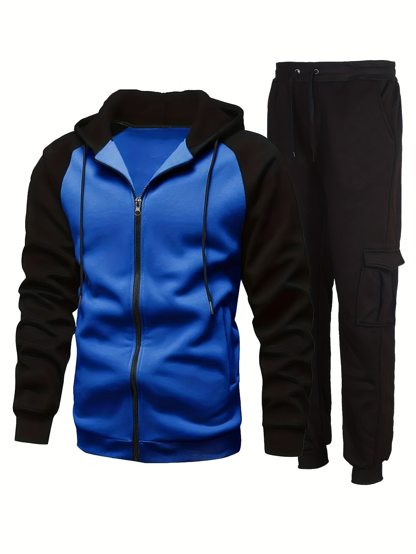 Classic Men's Athletic 2Pcs Tracksuit Set Casual Full-Zip Sweatsuits Long Sleeve Hoodie And Jogging Pants Set For Gym Workout Running