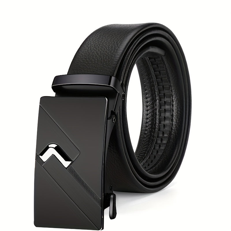 Men's Automatic Buckle Belt PU Leather Belt Business Suit Waist Strap (without Gift Box)