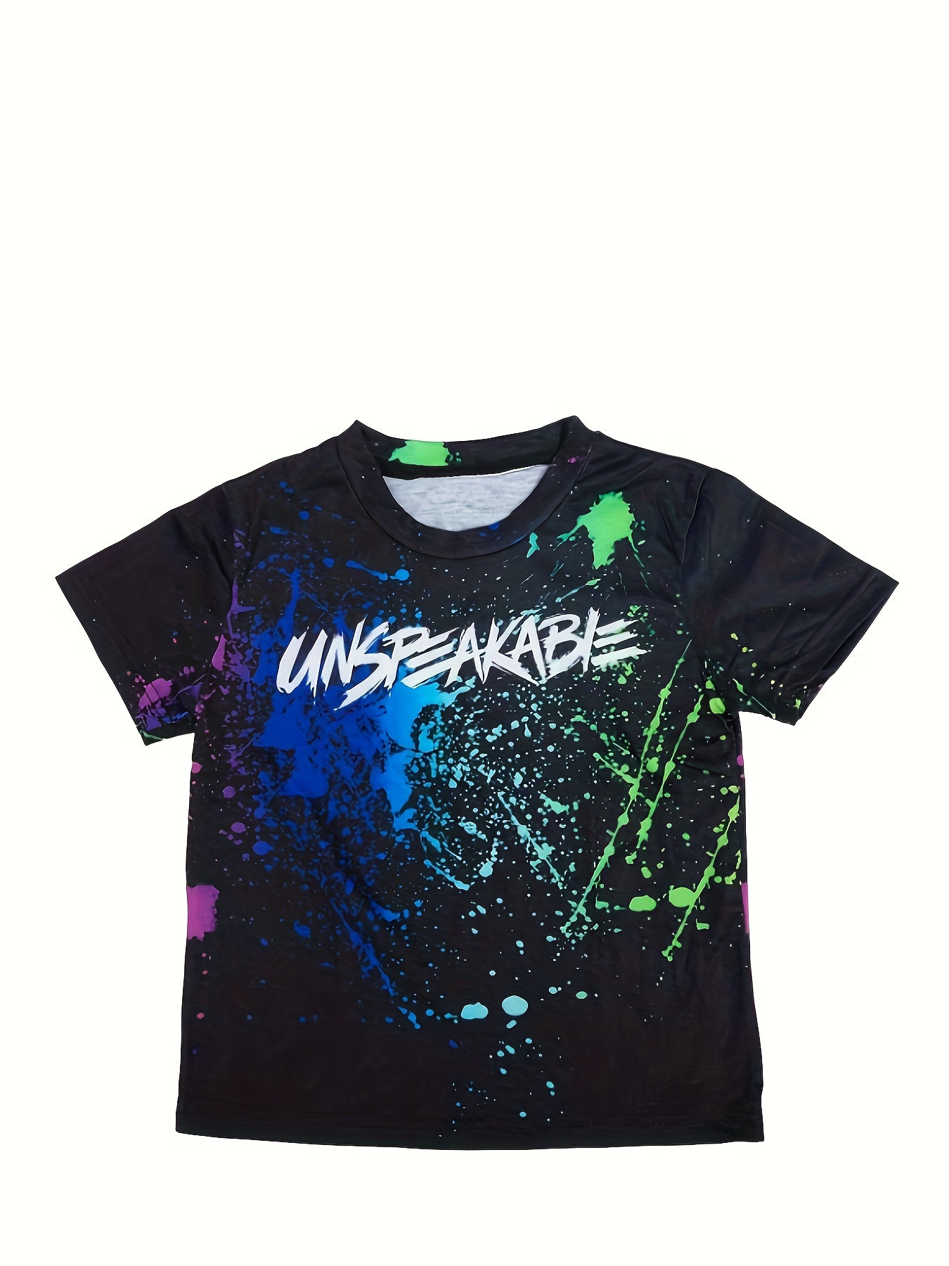 UNSPEAKABLE Print T-shirt For Cool Kids! Casual Short Sleeve Top, Unisex Tee, Girl's & Boy's Clothes For Summer