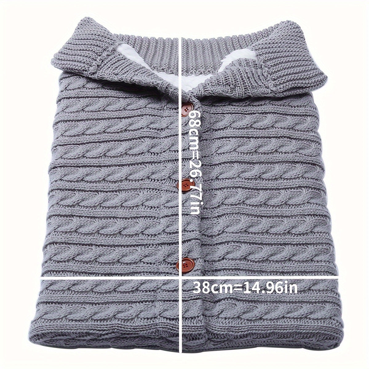 1pc Sleeping Bag, For Stroller Outdoor Use, Knitted Button Sleeping Bag, For Autumn And Winter, With Pile And Thick Blanket