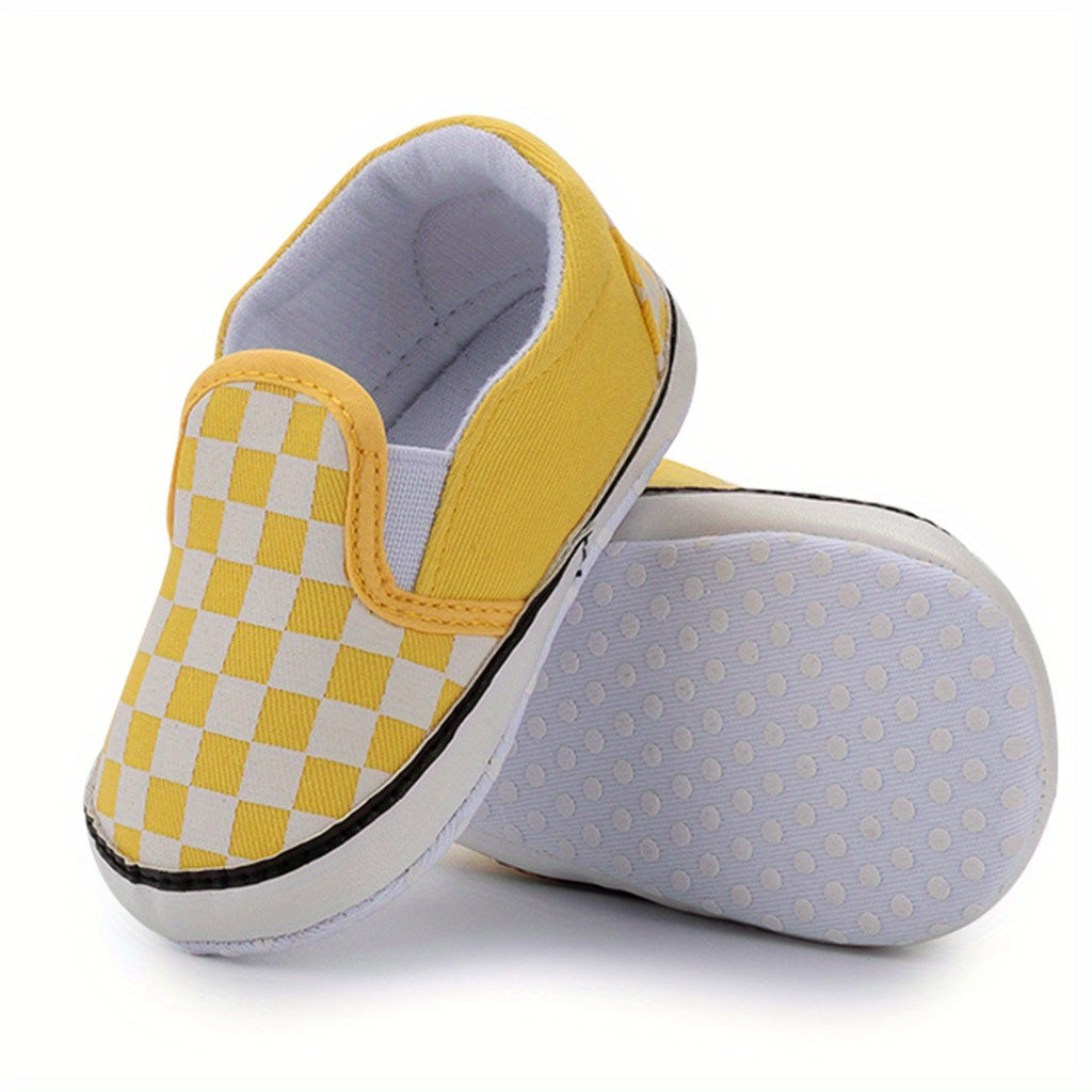 Toddler Baby Sneakers Soft Sole Non-slip Checkerboard Canvas Shoes First Walkers Crib Shoes Girls And Boys