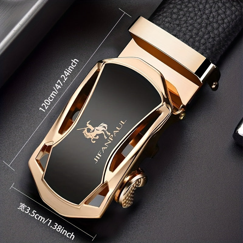 1pc Men's Fashion PU Automatic Buckle Belt For Wedding Daily (Without Gift Box)
