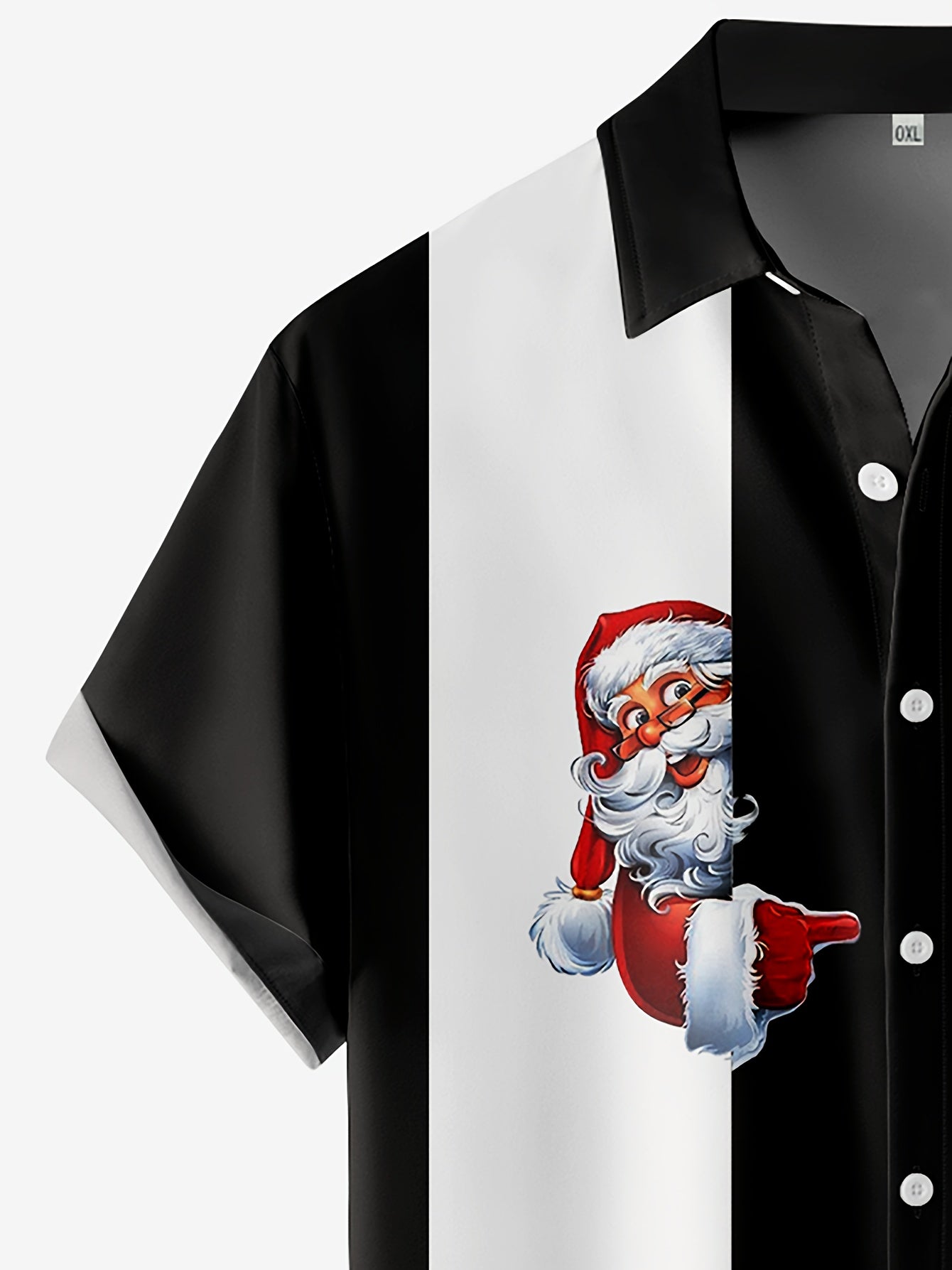 Plus Size Men's Contrast Color Shirt Christmas Santa Claus Print Shirt Fashion Short Sleeve Tops For Summer, Men's Clothing