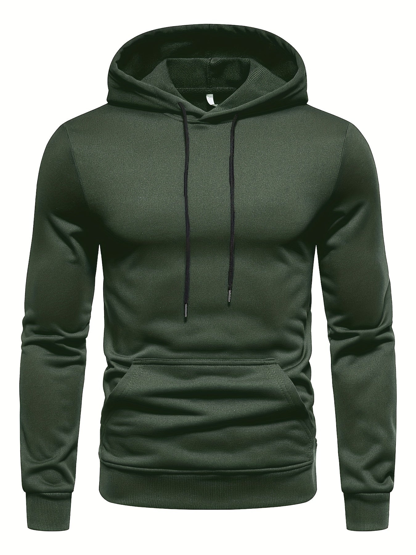 Men's Long Sleeve Solid Hoodies Street Casual Sports And Fashionable With Kangaroo Pocket Sweatshirt,Suitable For Outdoor Sports,For Autumn And Winter, Fashionable And Versatile