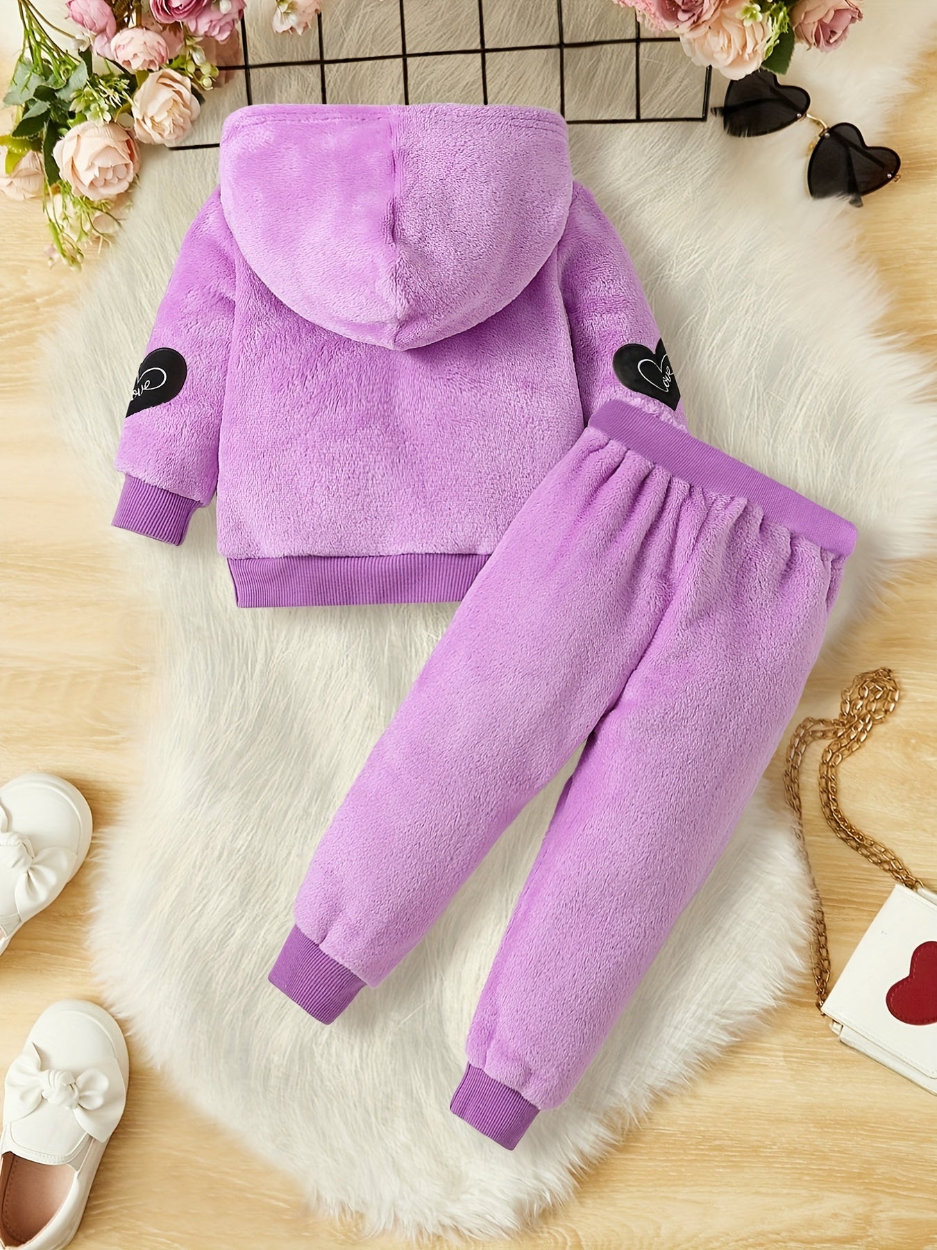 Girls Hoodie & Pants Set With "Princess" Heart Design For Fall Winter New