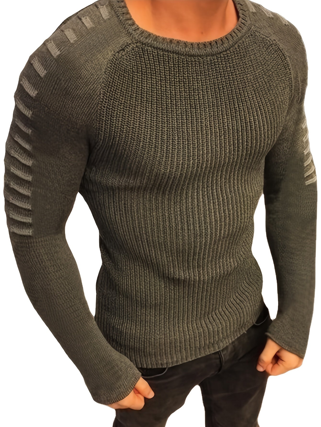 Sweater Autumn And Winter Men's Slim Long Sleeve Round Neck Knit Top Men's Clothes