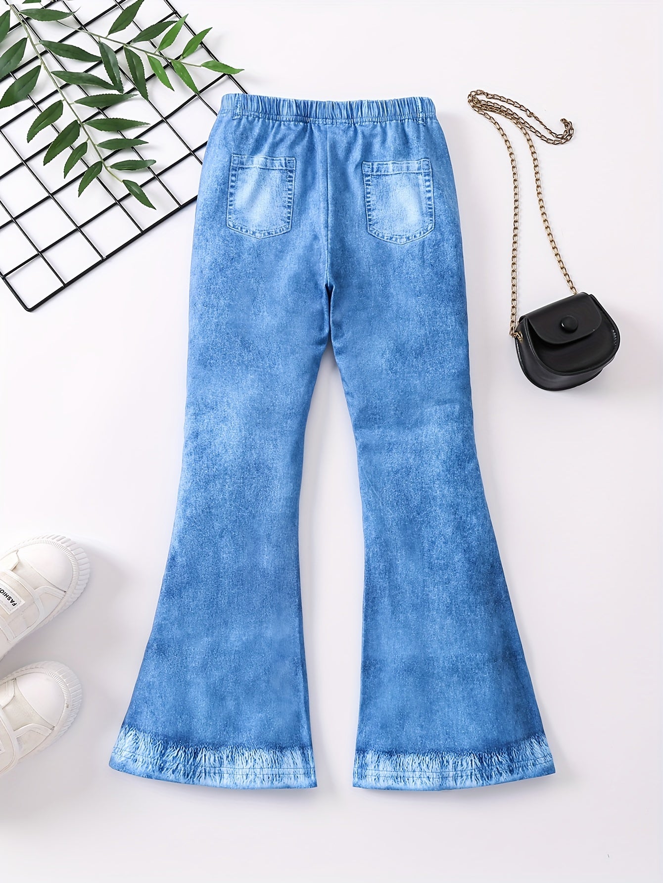 Faux Denim print Flare Pants Girls Comfy & Trendy Leggings Kids Clothes Party Gift Christmas